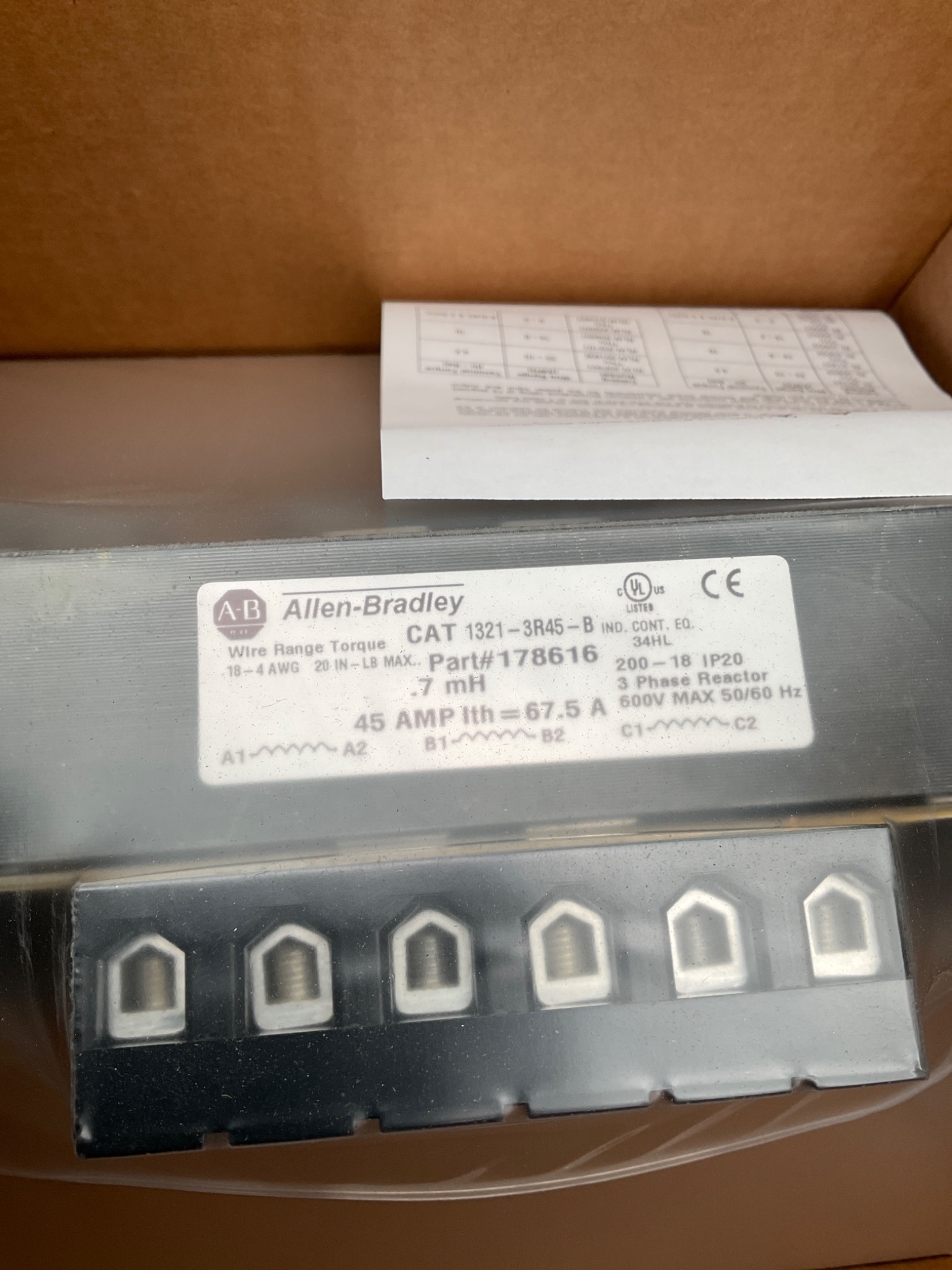 ALLEN BRADLEY 1321-3R45-B Line Reactor 45A 690V NEW 2