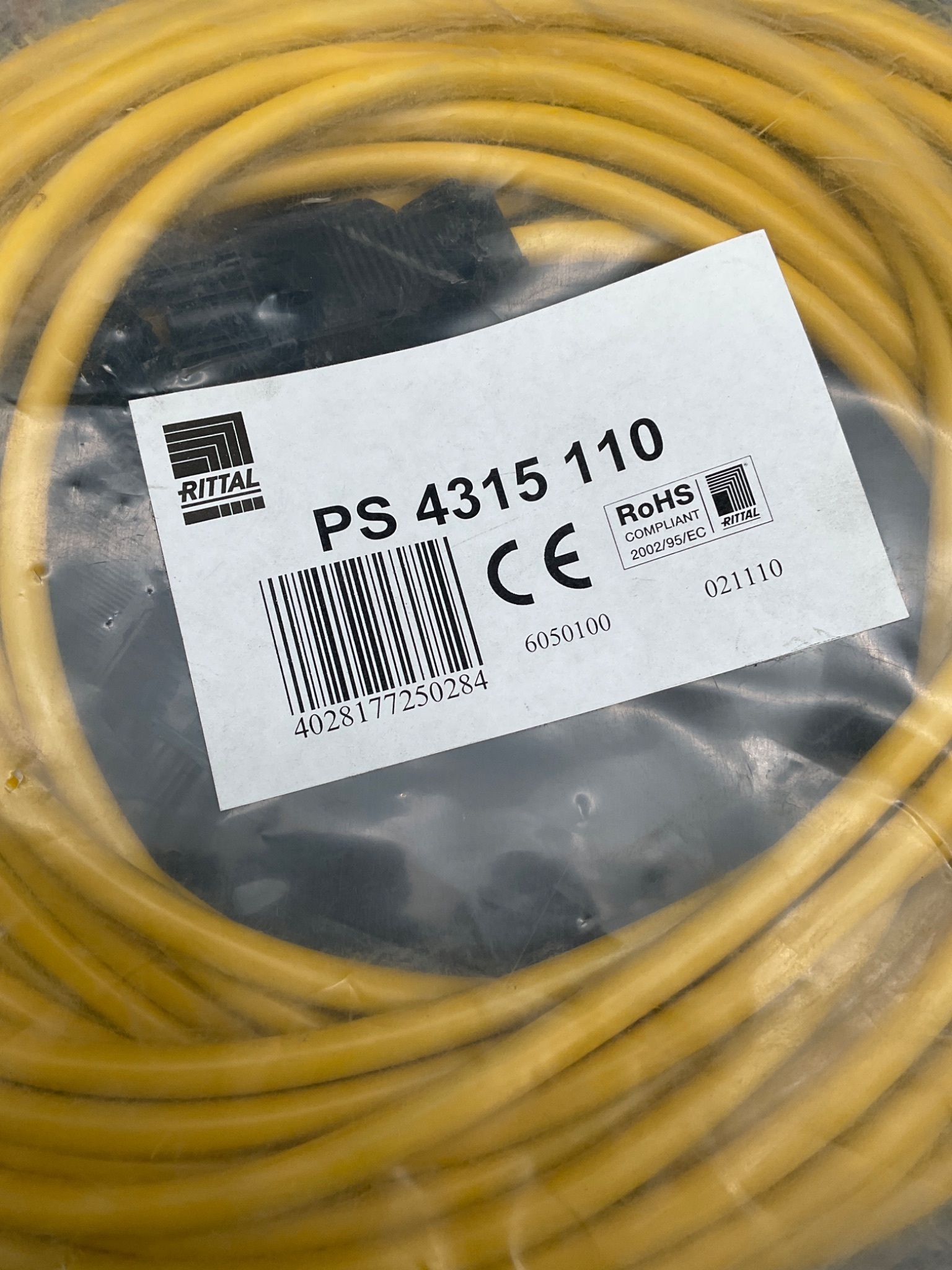 RITTAL PS 4315 110 Power Supply Cable 3M Yellow Socket 3-Wire NEW (5 Pack) 1