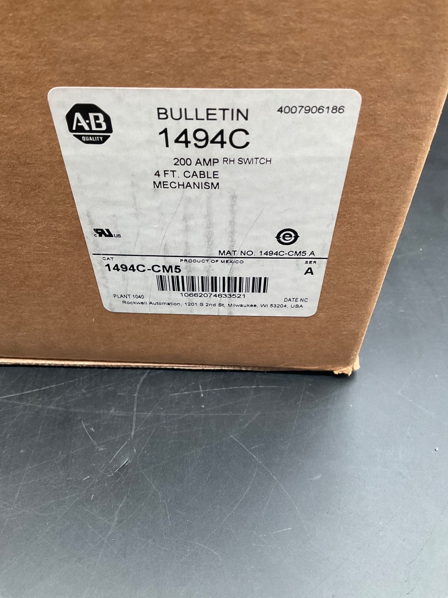 ALLEN BRADLEY 1494-CM5 Disconnect Switch Mechanism Ser. A NEW 3