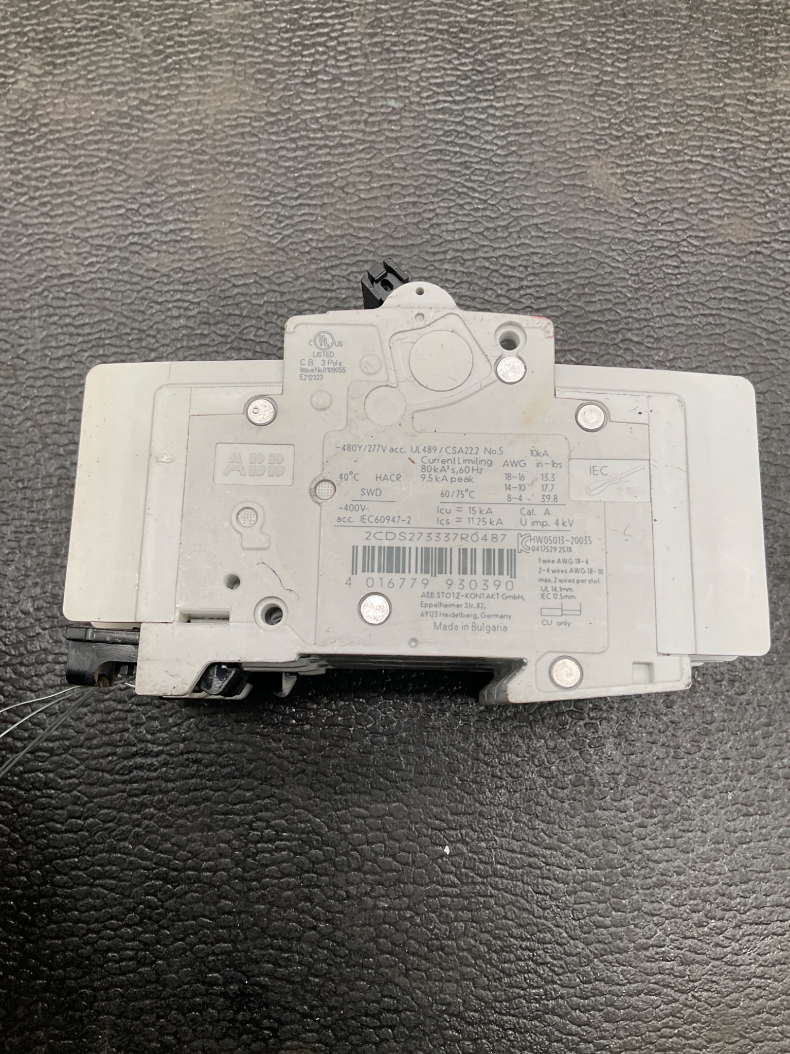 ABB SU203M-K20A 3-Pole Miniature Circuit Breaker USED 2