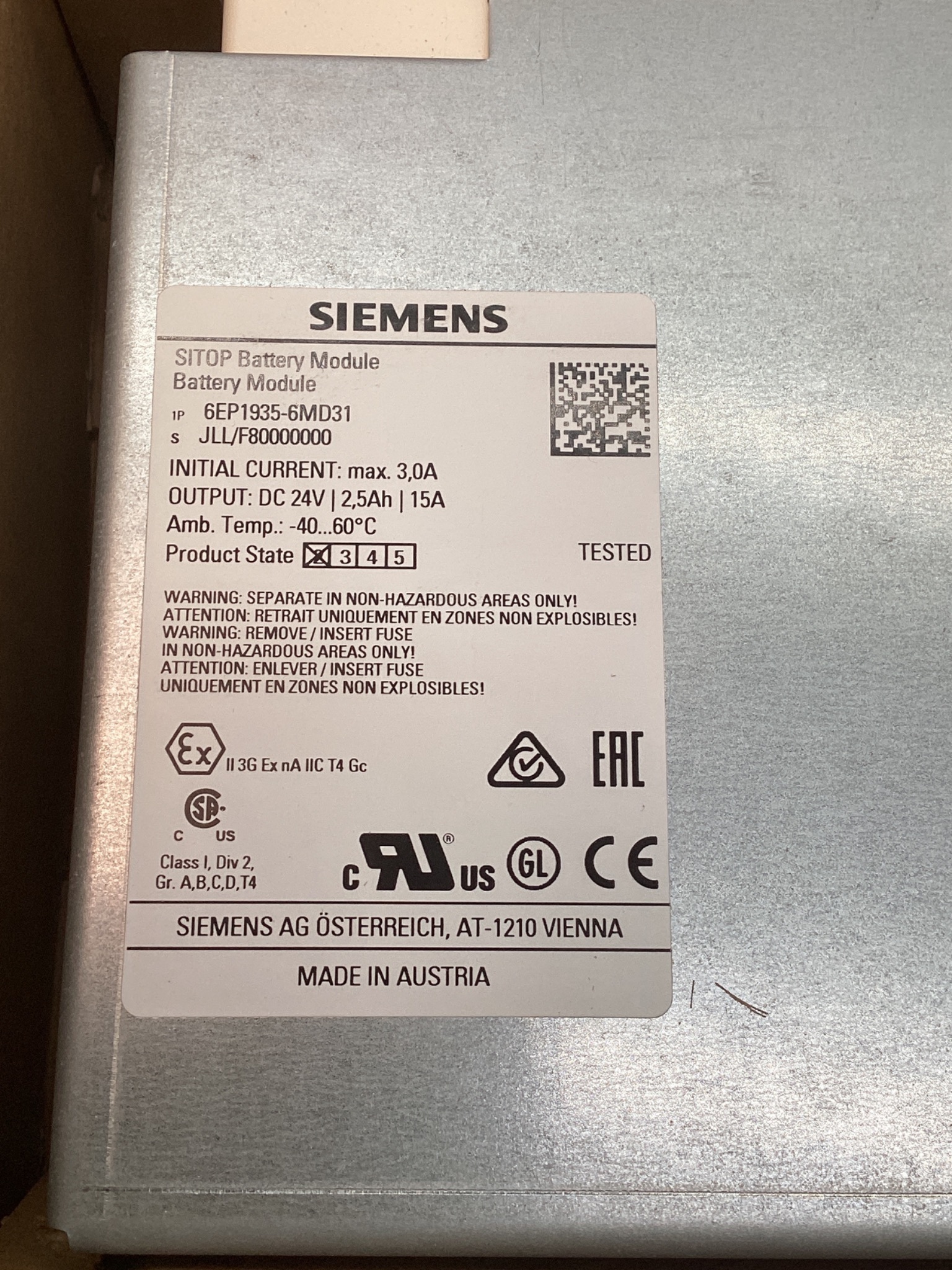 SIEMENS 6EP1935-6MD31 SITOP Battery Module NEW 6