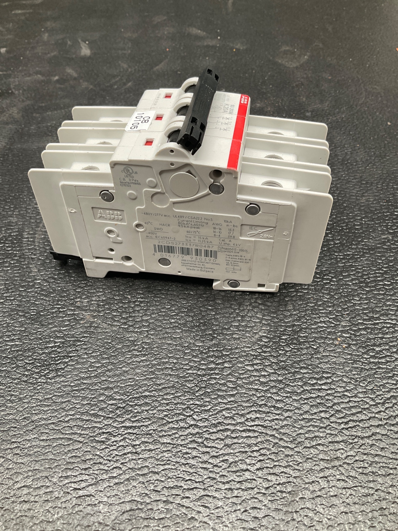 ABB SU203M-K20A 3-Pole Miniature Circuit Breaker USED 3