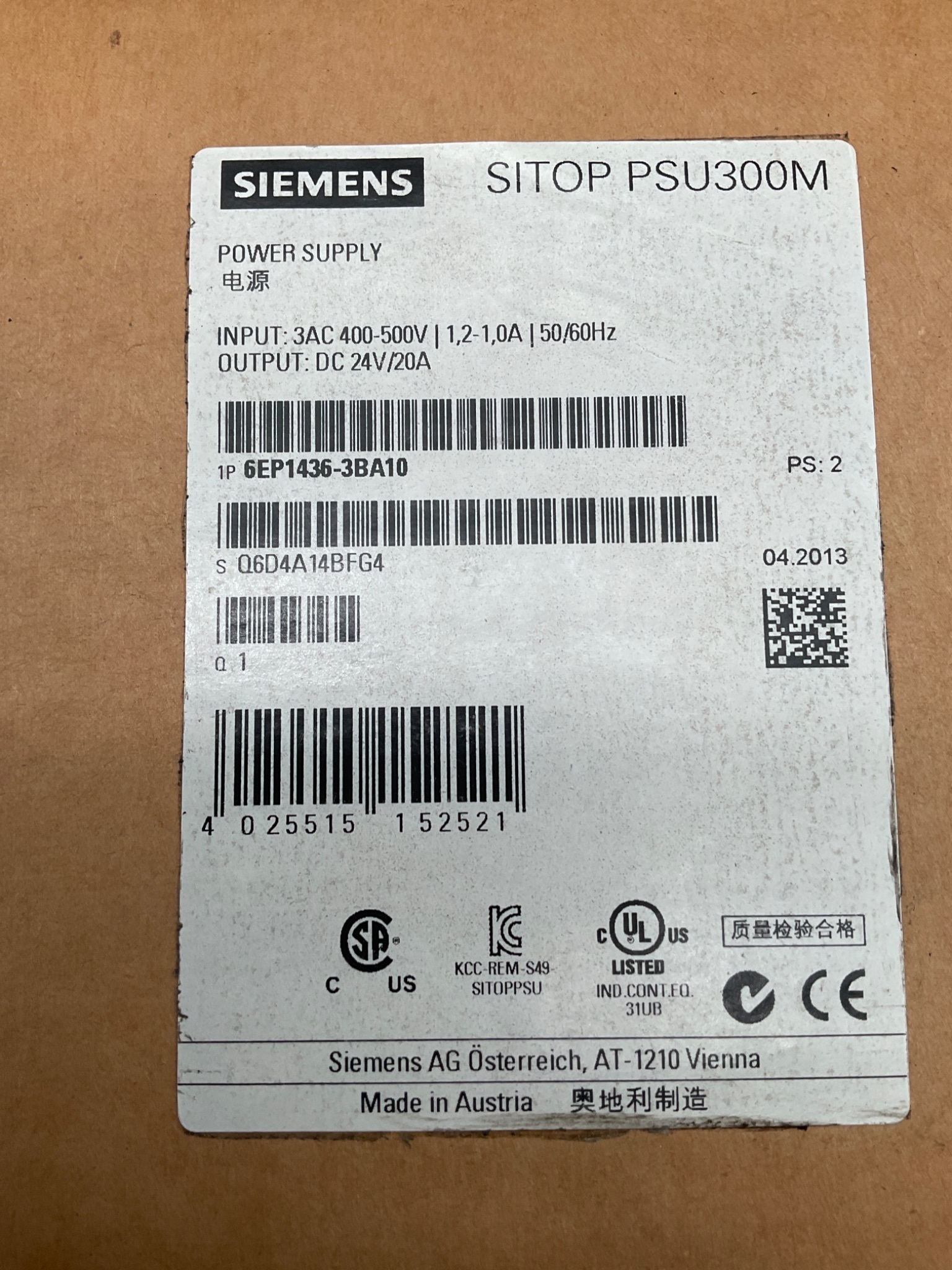 SIEMENS 6EP1436-3BA10 SITOP Power Supply Module NEW 3