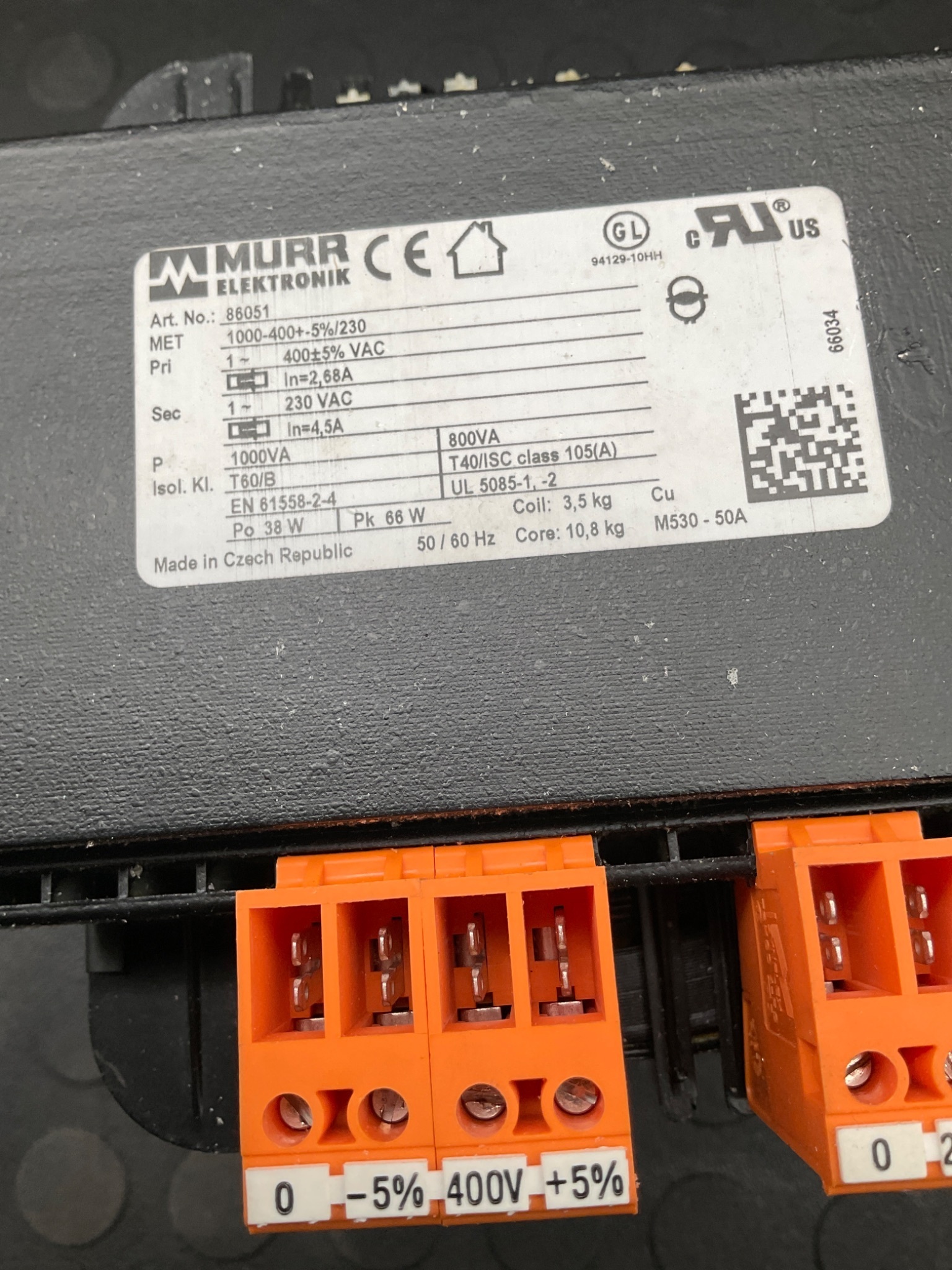 MURR 86051 Isolation Transformer USED 0