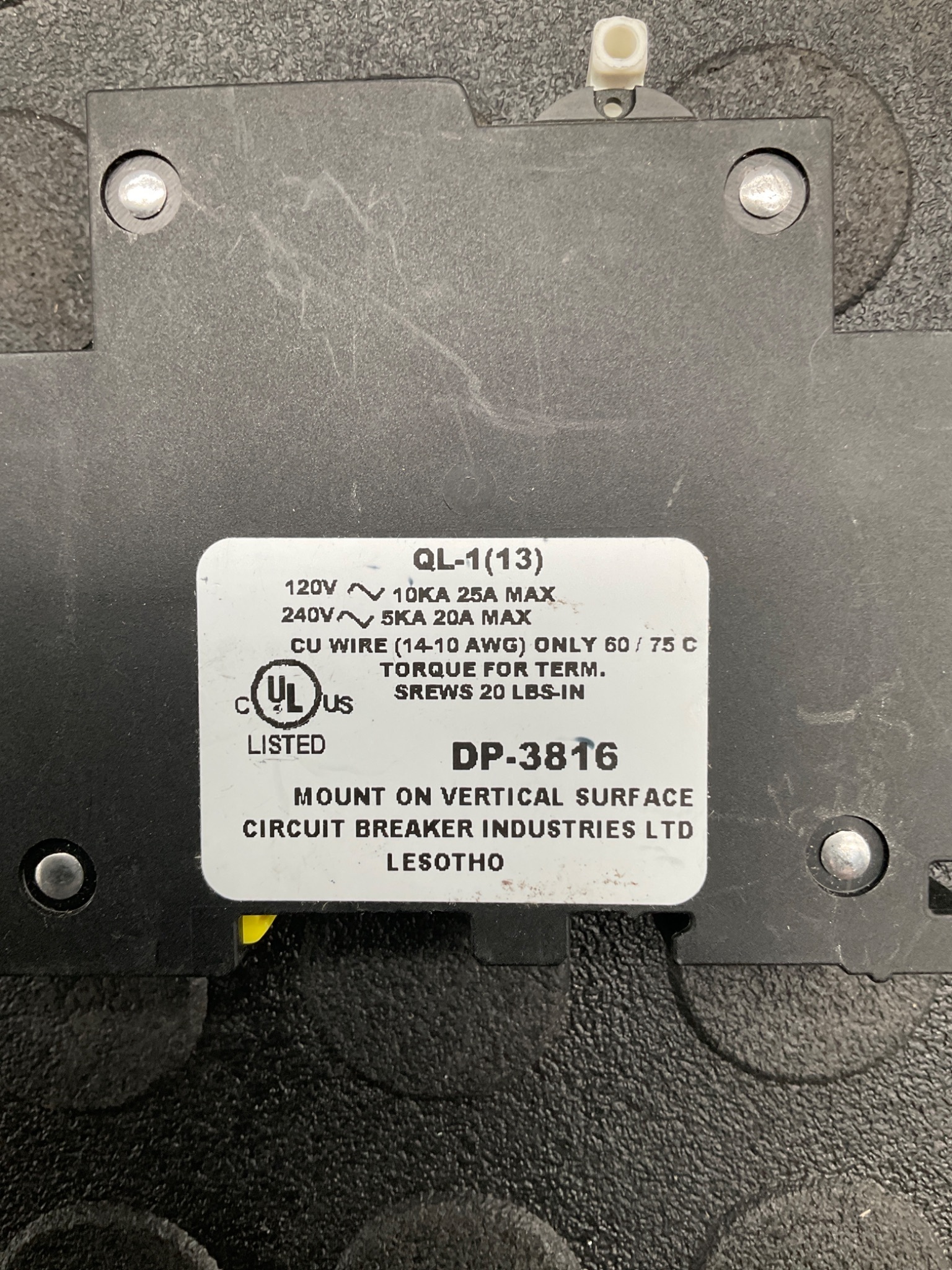 CBI QL-1(13) 1-Pole Circuit Breaker 120V 10kA USED 6