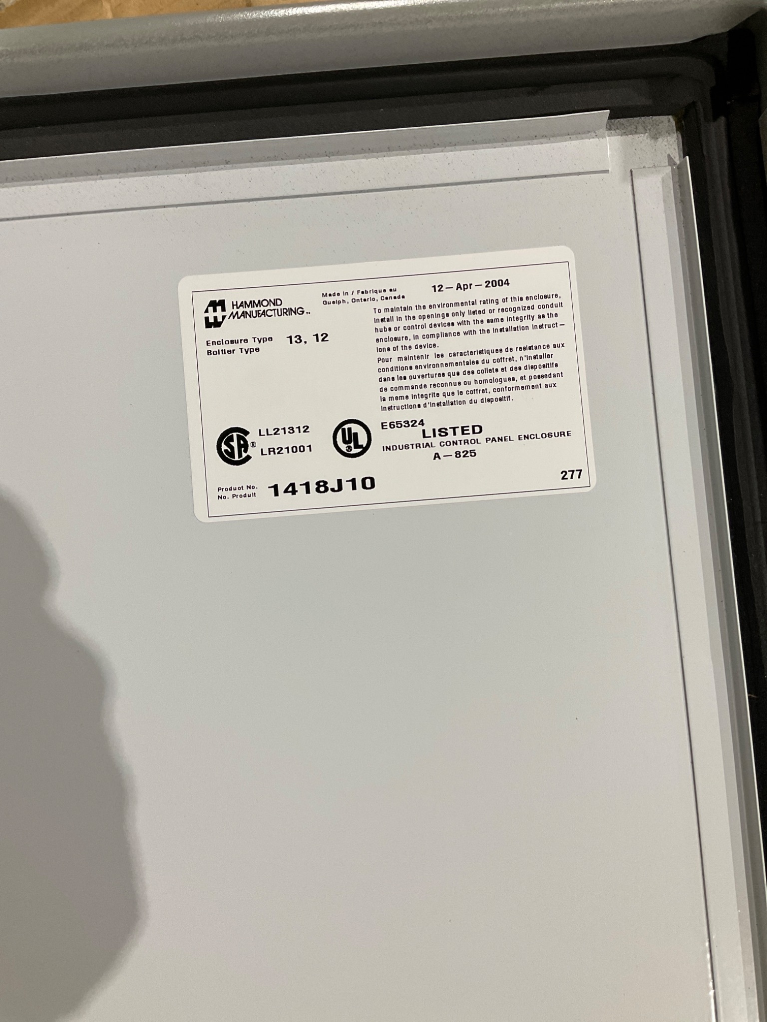 HAMMOND MANUFACTURING 1418J10 Steel Enclosure 24x24x10 NEW 3