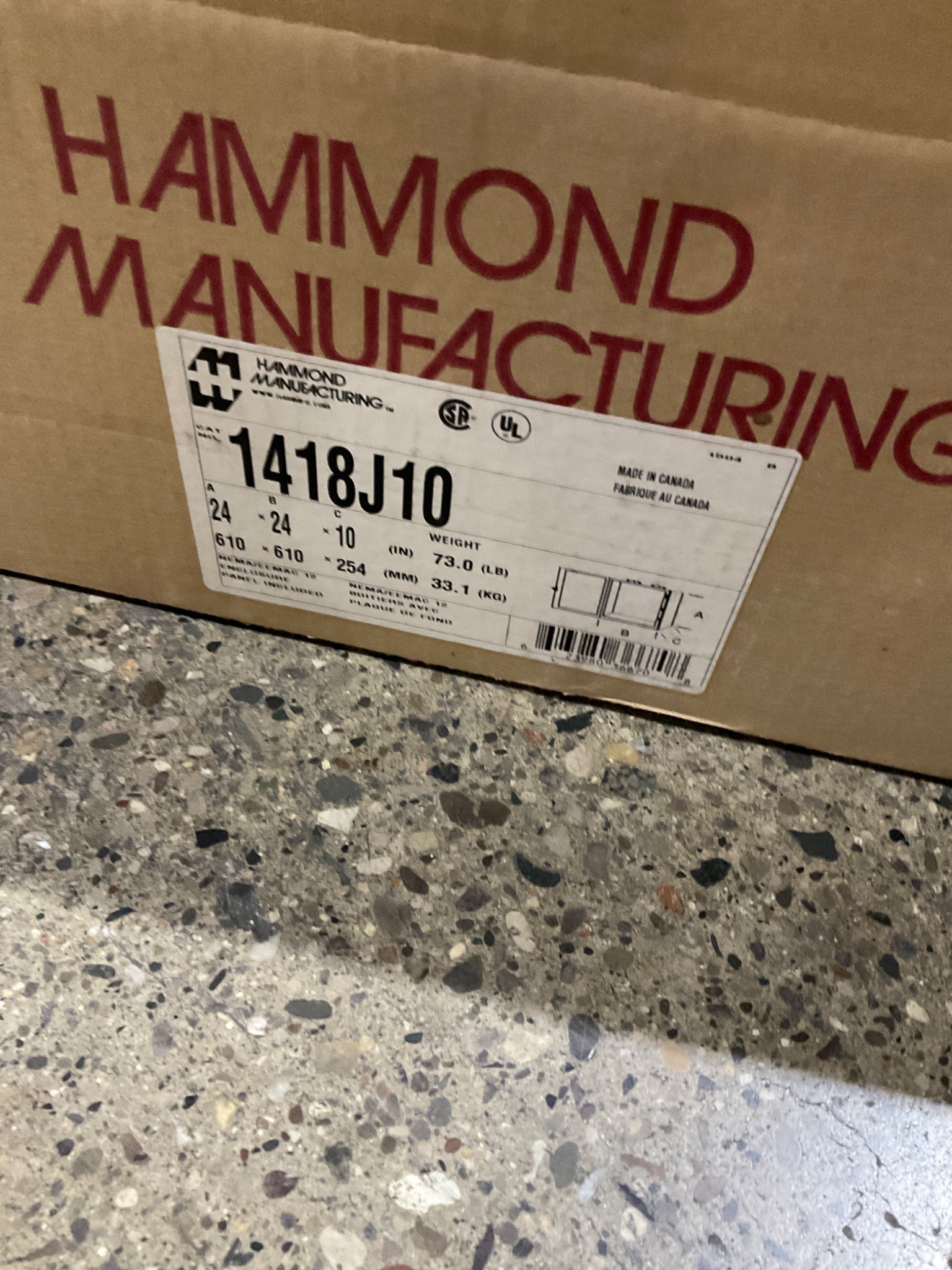 HAMMOND MANUFACTURING 1418J10 Steel Enclosure 24x24x10 NEW 6