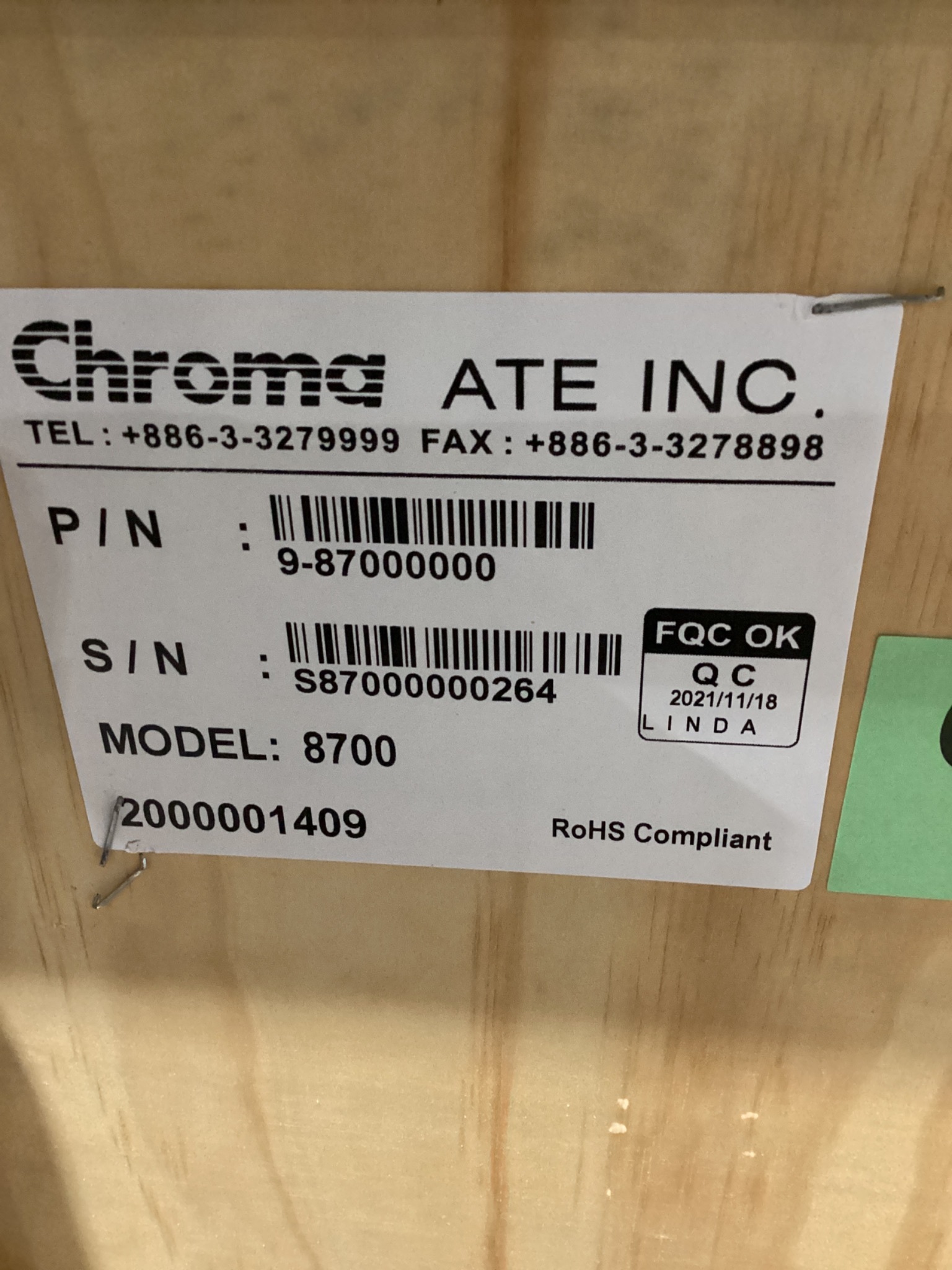 CHROMA 8700 Battery Pack ATS System NEW 4