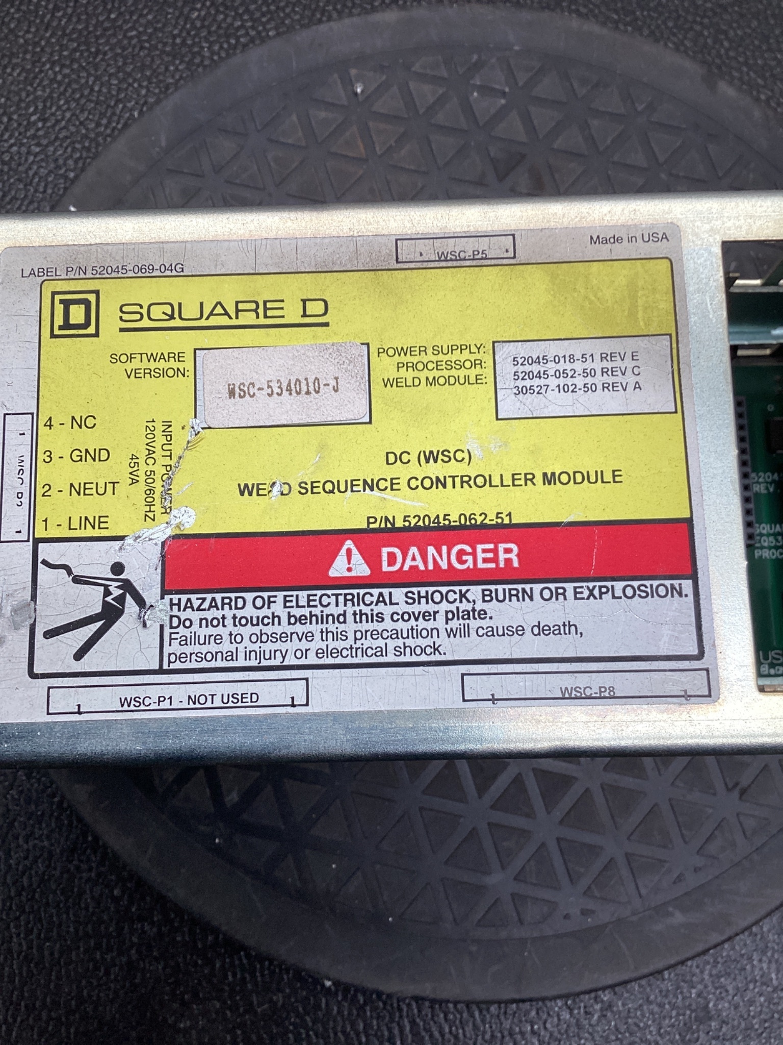 SQUARE D 52045-062-51 DC Weld Sequence Controller Module USED 6