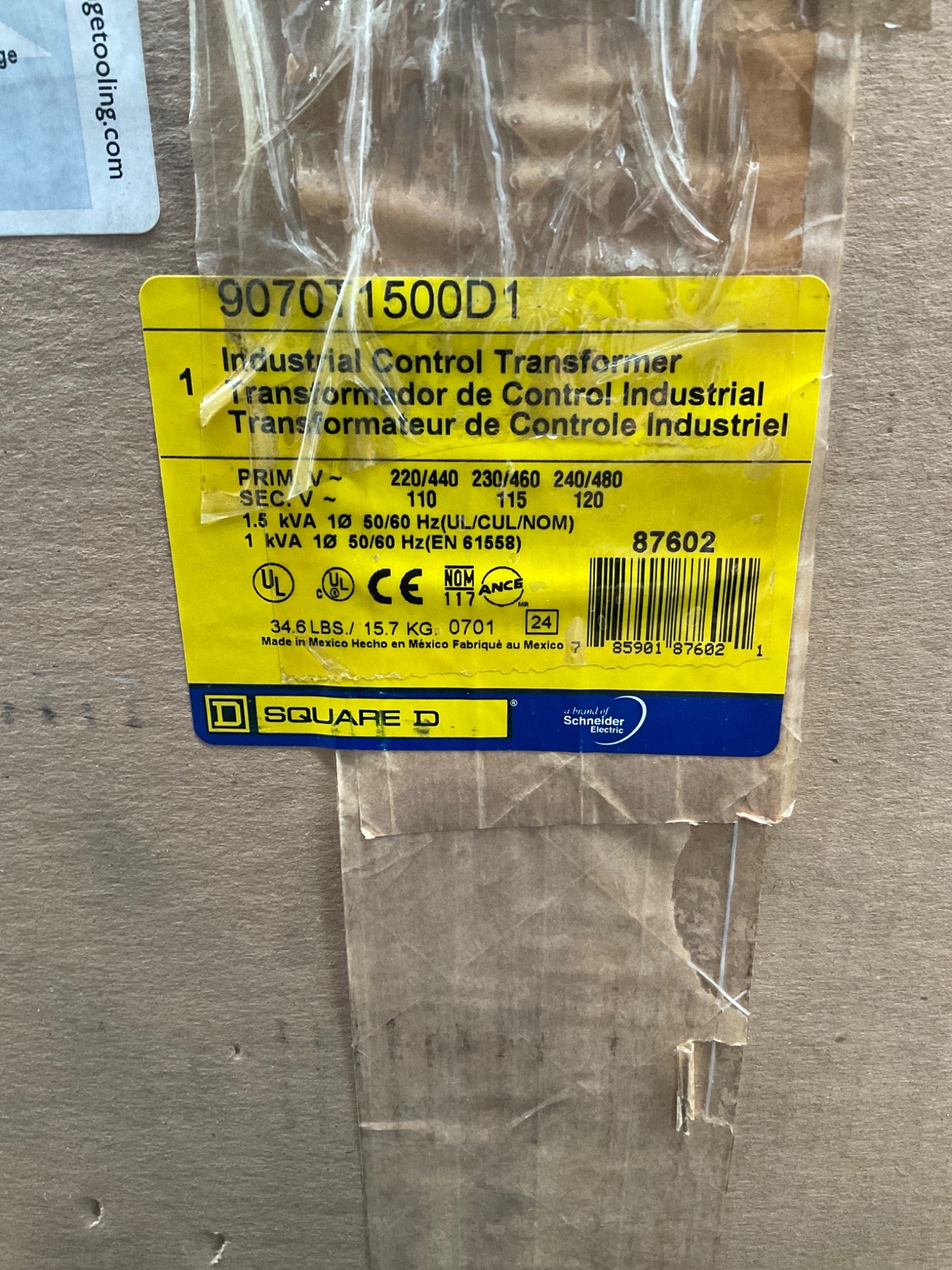 SQUARE D 9070T1500D1 Control Transformer 1500VA NEW 0
