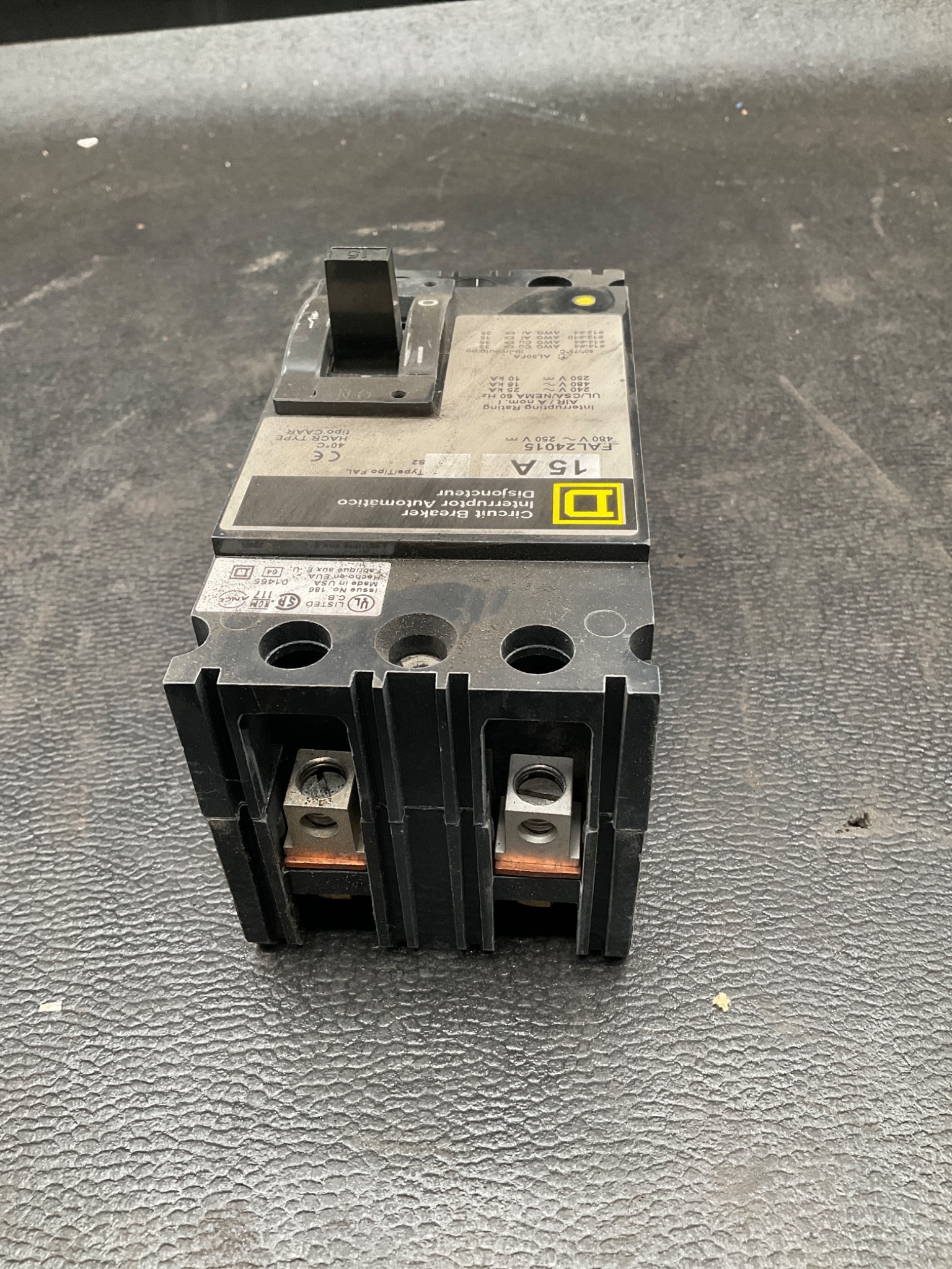 SQUARE D FAL24015 2-Pole 15A Circuit Breaker USED 2