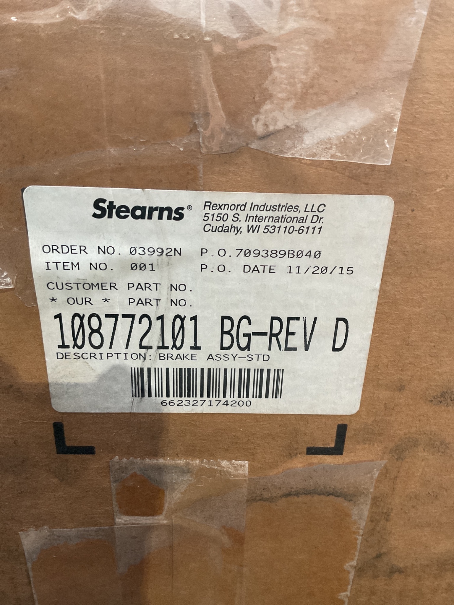 STEARNS 108772101-BG Magnetic Coupler Brake 15 lb-ft 115VAC NEW 2