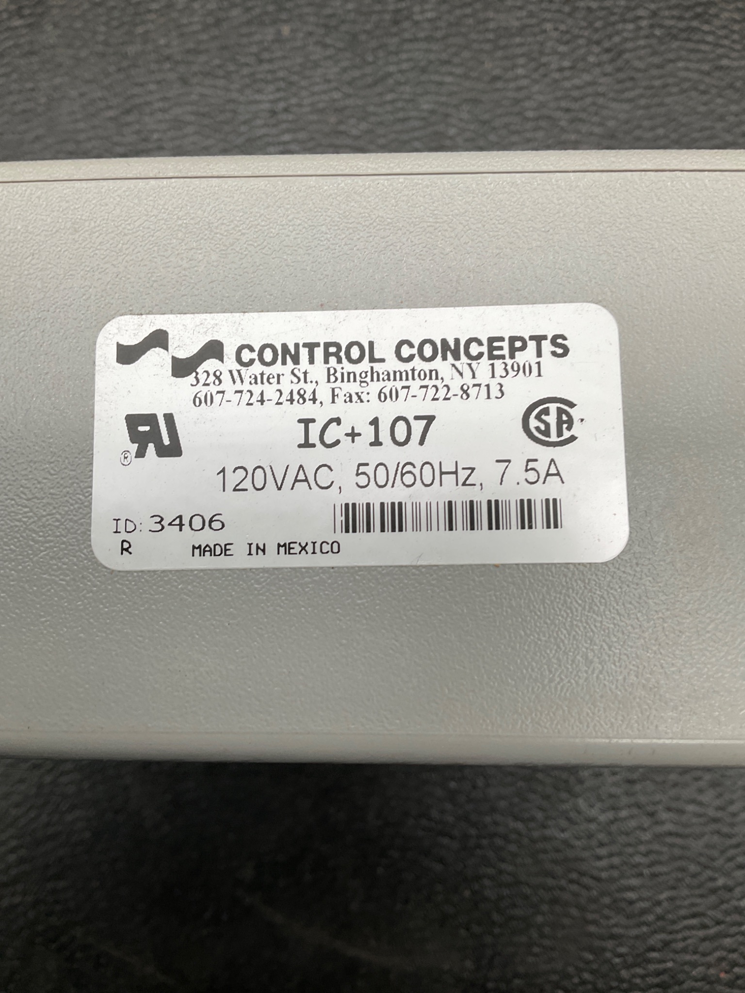CONTROL CONCEPTS IC+107 Islatrol Active Tracking Filter 120VAC 7.5A USED 4