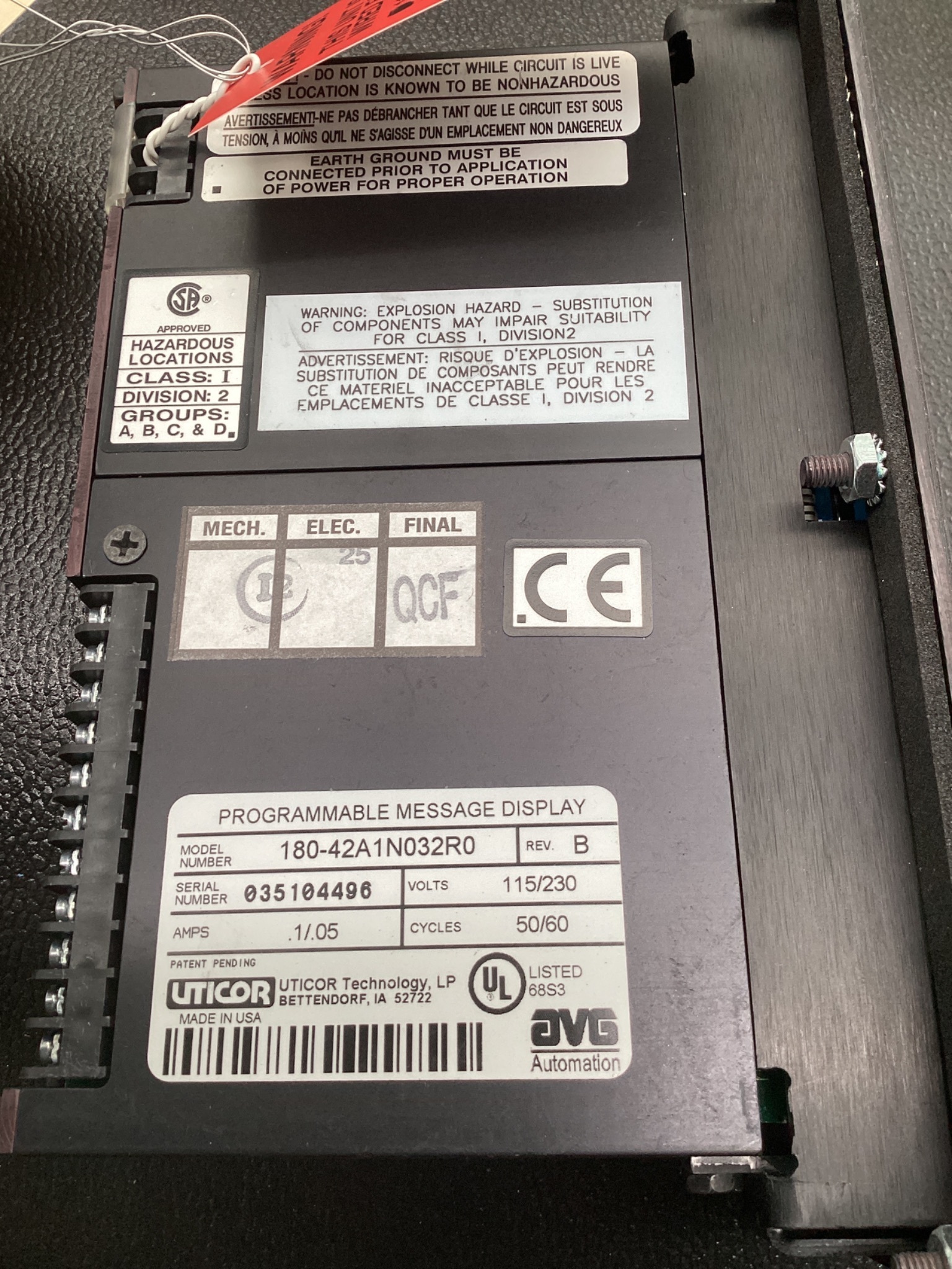 UTICOR 180-42A1N032R0 Operator Interface Panel NEW 3