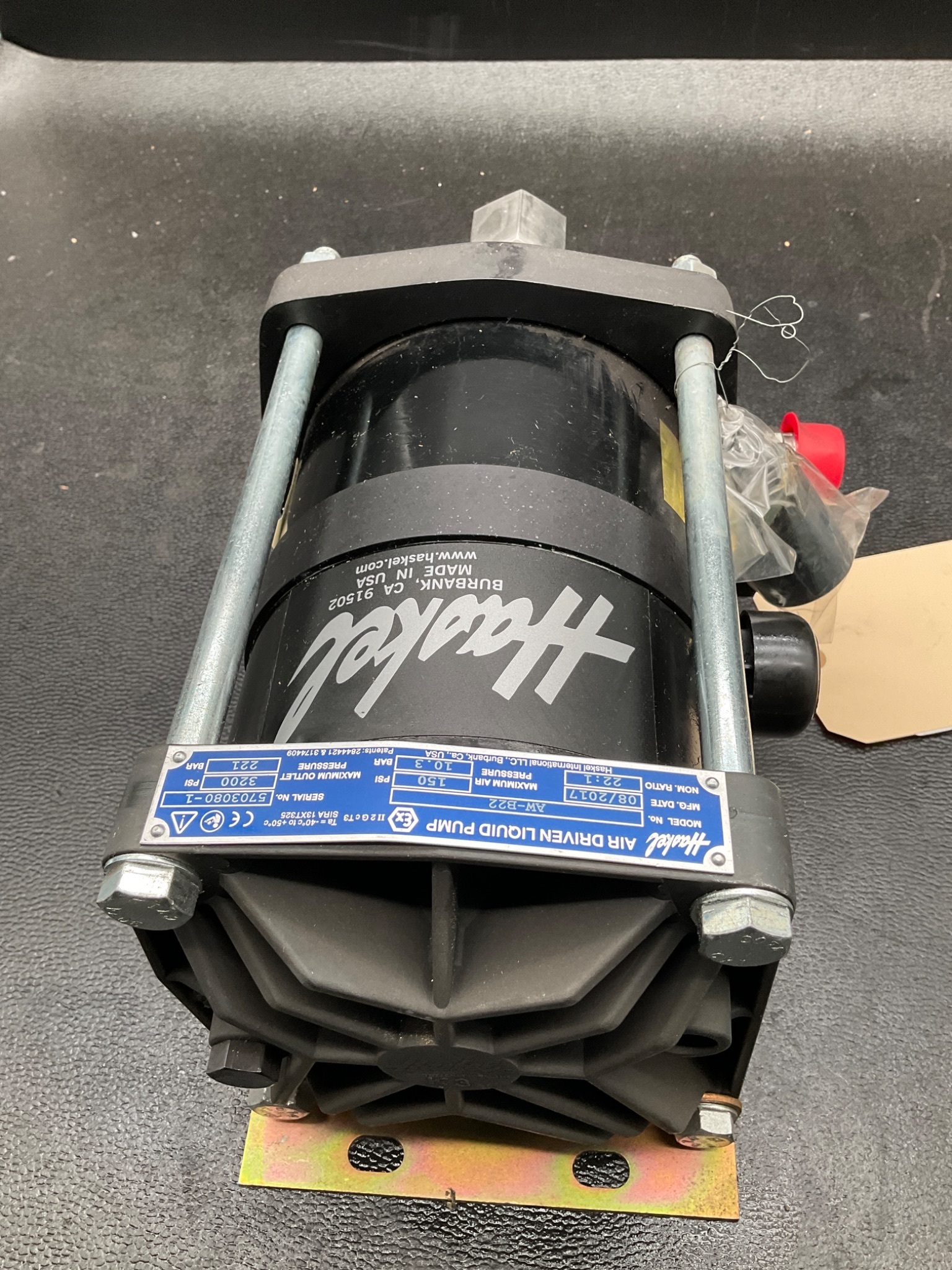 HASKEL AW-B22 Air-Driven Liquid Pump 2HP 3200 PSI NEW 4