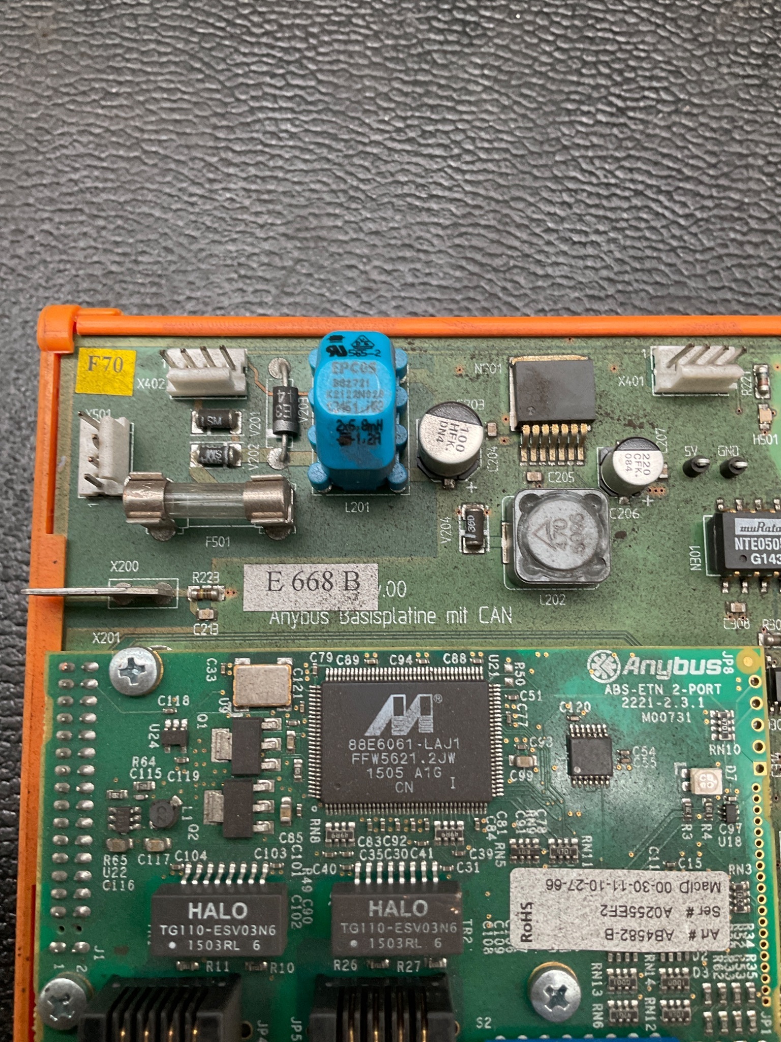 ANYBUS BASISPLATINE E668B CAN Gateway Circuit Board USED 4