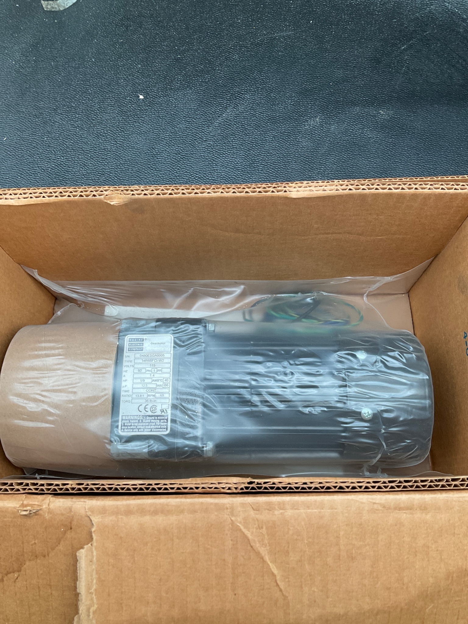 BODINE ELECTRIC 34R6BFCI-W2 AC Gearmotor 1/9HP 115V 20.4:1 Ratio NEW 2