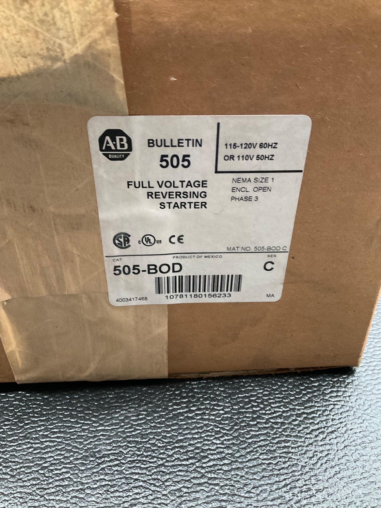 ALLEN BRADLEY 505-BOD Ser. C Full Voltage Reversing Starter NEW 1