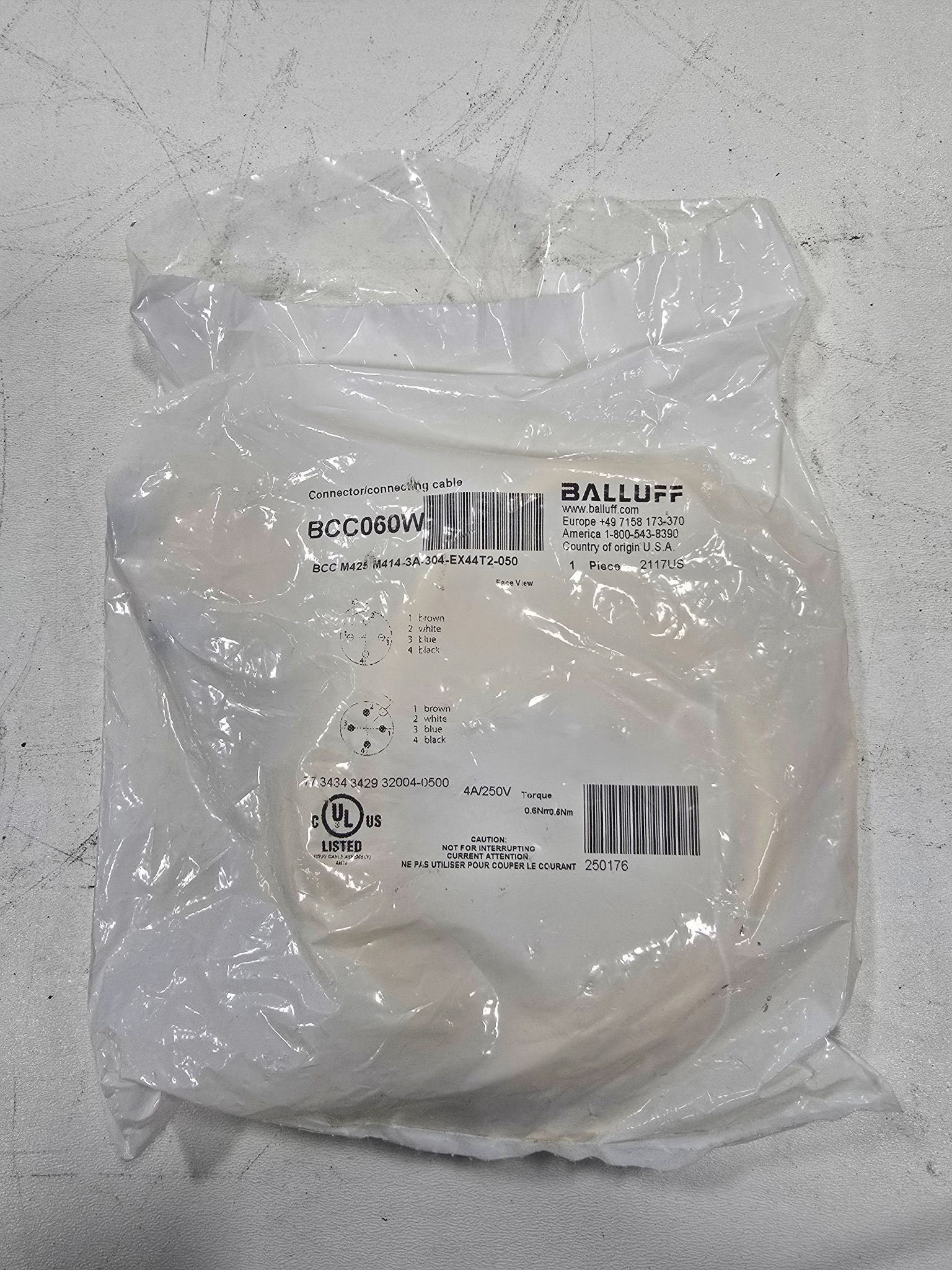 BALLUFF BCC-M425-M414-3A-304-EX44T2-050 SENSOR CABLE NEW 0