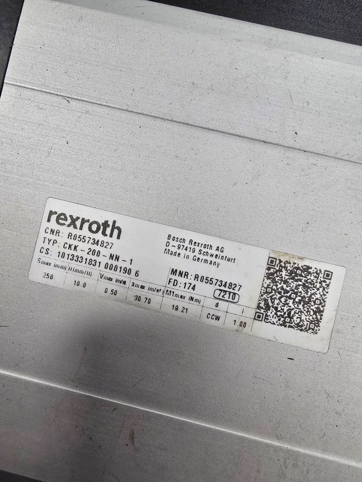REXROTH CKK-200-NN-1 R055734827 LINEAR DRIVE USED 1