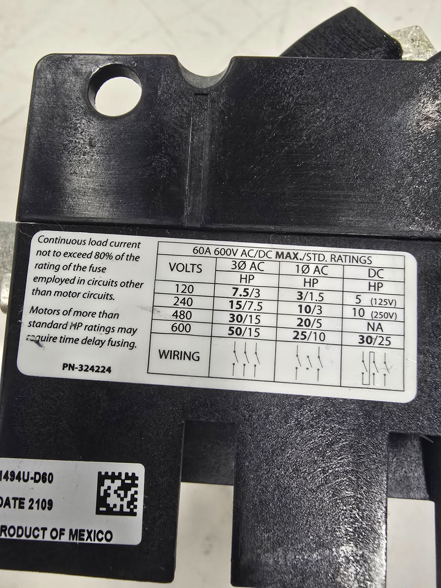 ALLEN BRADLEY 1494U-D60 DISCONNECT SWITCH USED 3