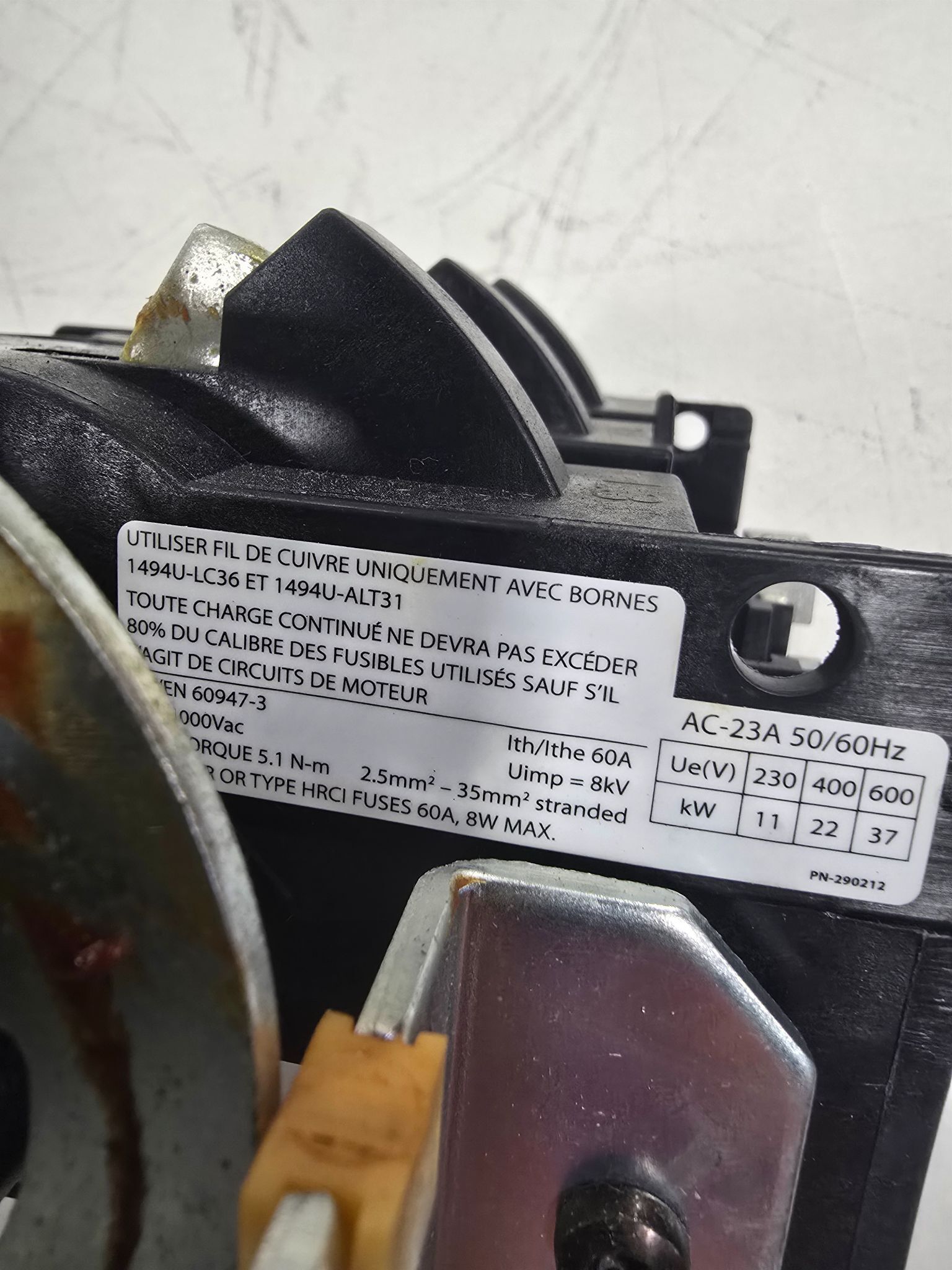 ALLEN BRADLEY 1494U-D60 DISCONNECT SWITCH USED 5