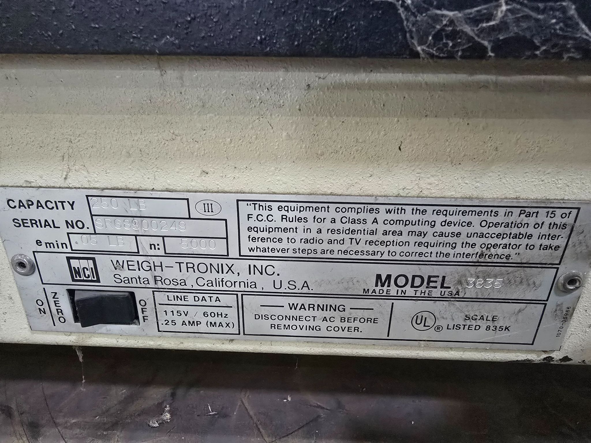 NCI 3835 250LB ROLLING TOP SCALE USED 1