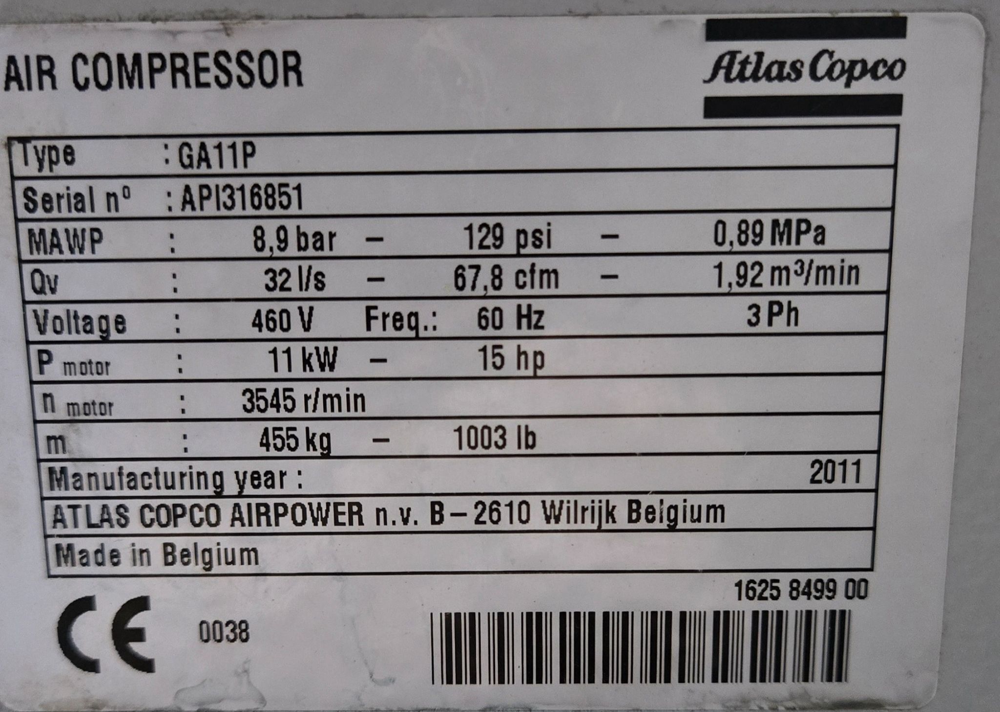 ATLAS COPCO GA11P AIR COMPRESSOR PARTS/NOT WORKING 7