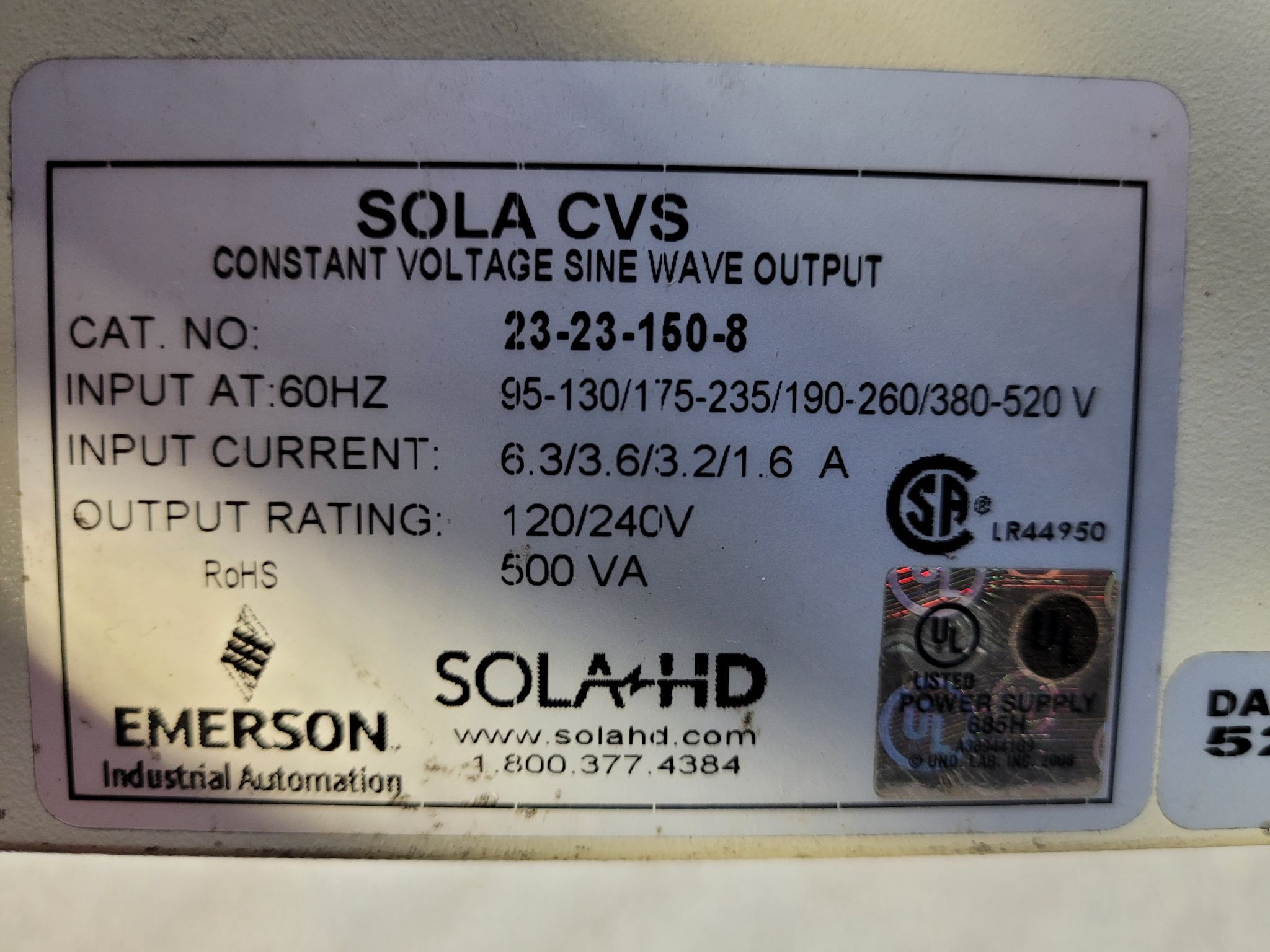 SolaHD 23-23-150-8 Constant Voltage Transformer USED 2