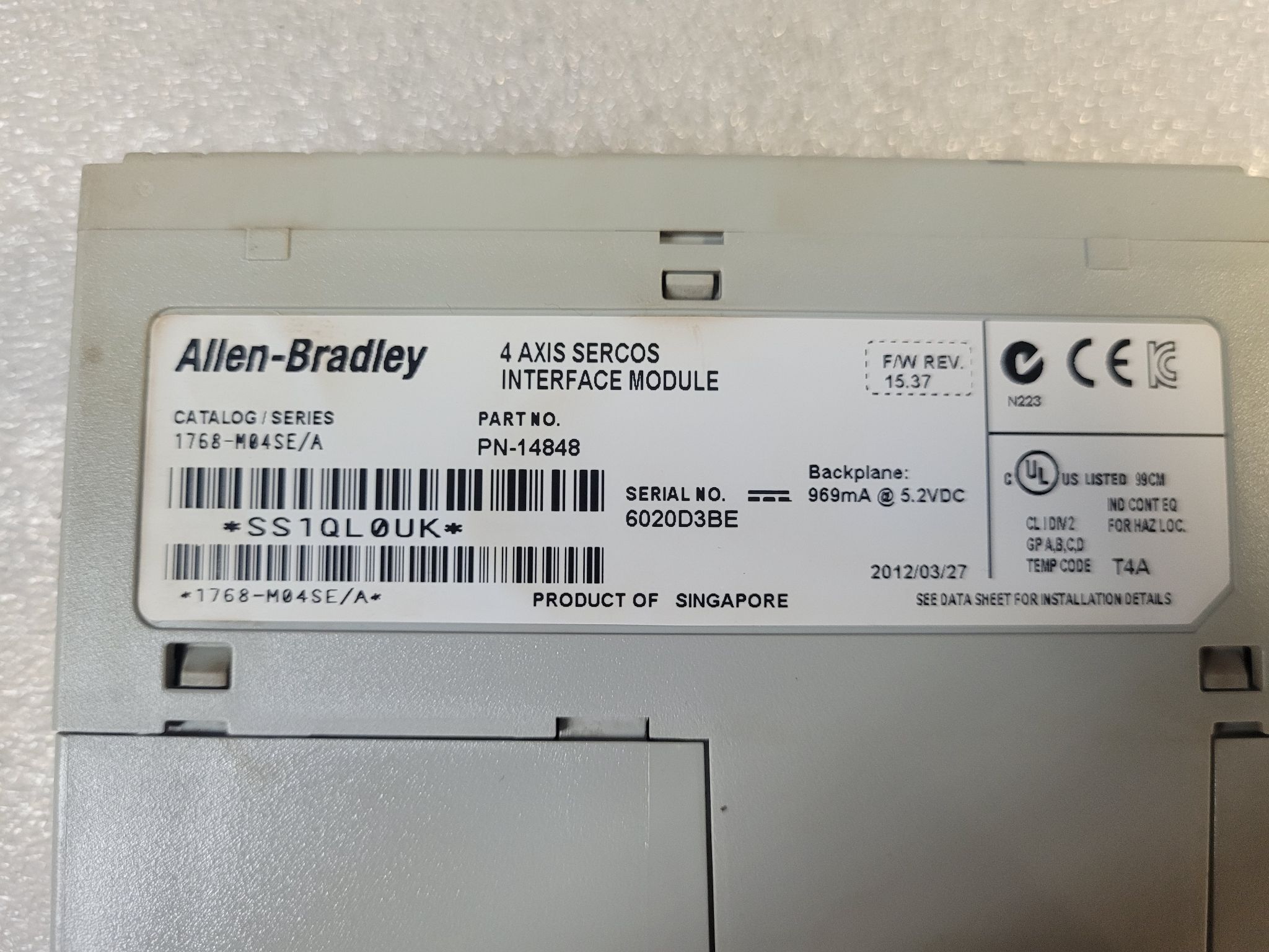 ALLEN BRADLEY 1768-M04SE 4-Axis Sercos Motion Module USED 2