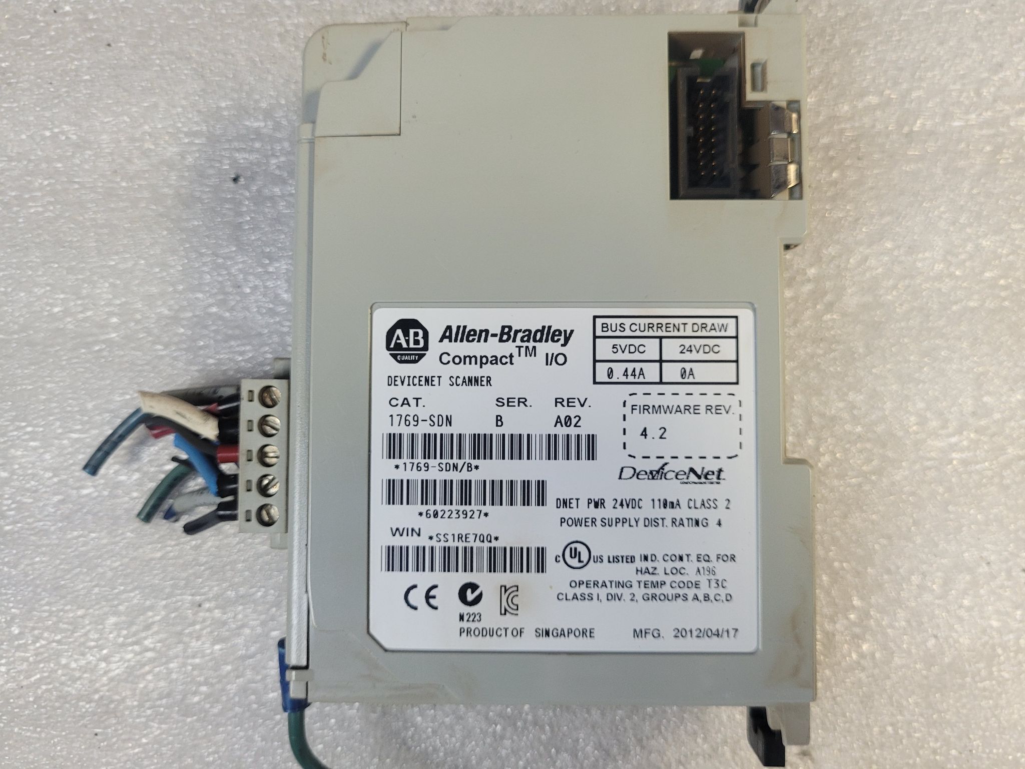 ALLEN BRADLEY 1769-SDN DeviceNet Scanner Module USED 2