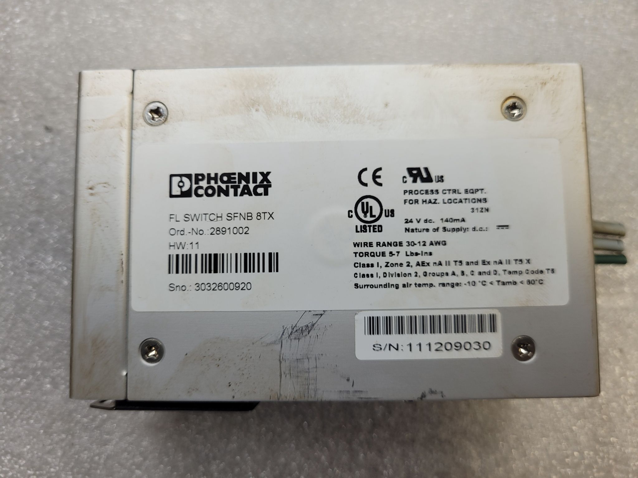 Phoenix Contact FL SWITCH SFNB 8TX Ethernet Switch 8-Port USED 3