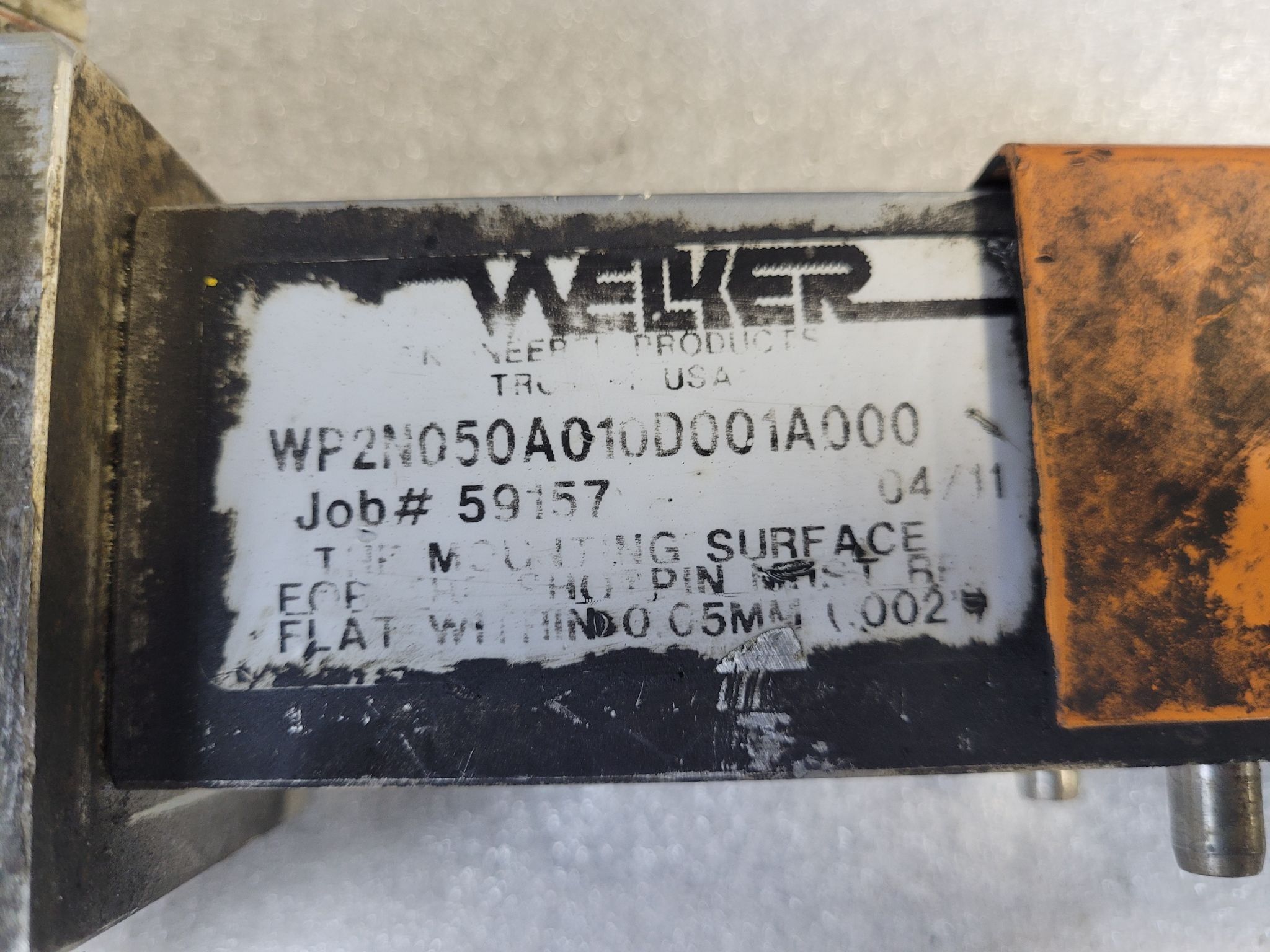 WELKER WP2N050A010D001A000 Pneumatic Shot Pin Cylinder USED 2