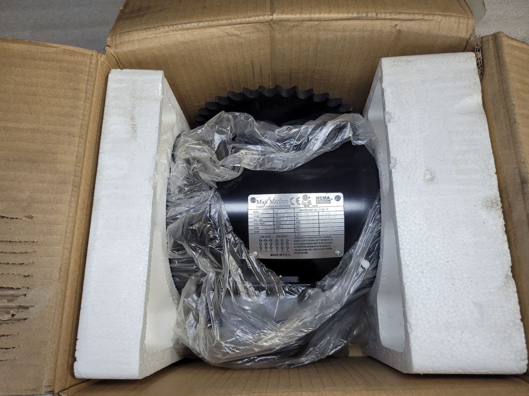 Max Motion PR56C1.5M4A 1.5HP 1800RPM 56C TEFC Motor NEW 0