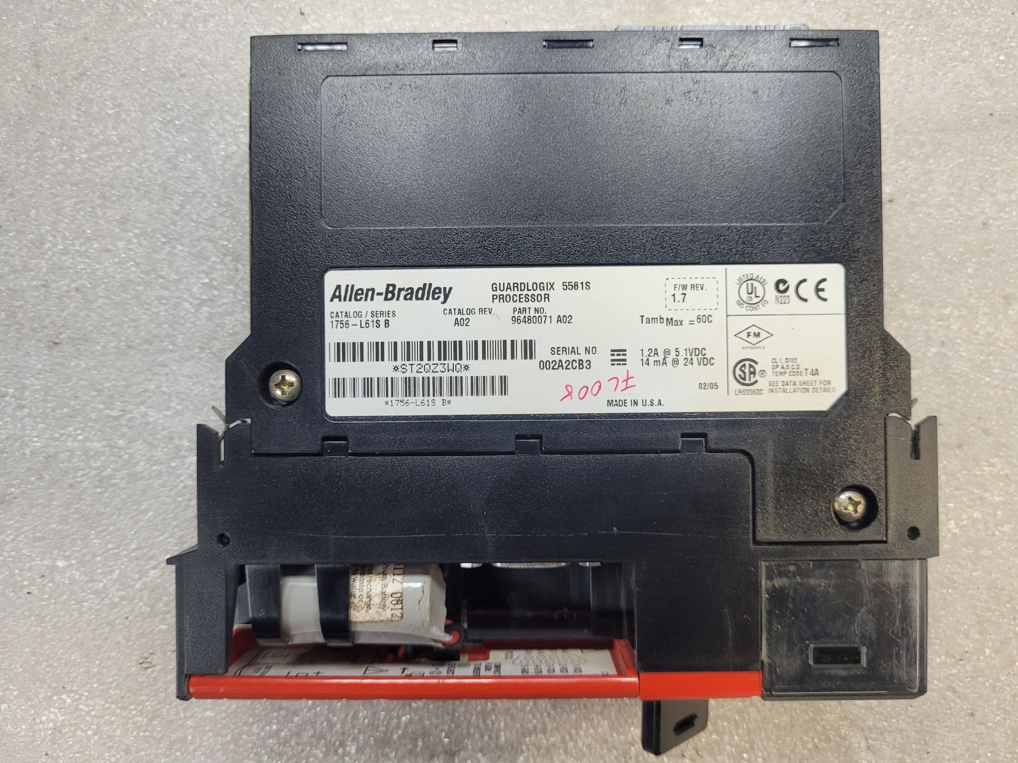 ALLEN BRADLEY 1756-L61S GuardLogix 5561S Processor Module USED 3