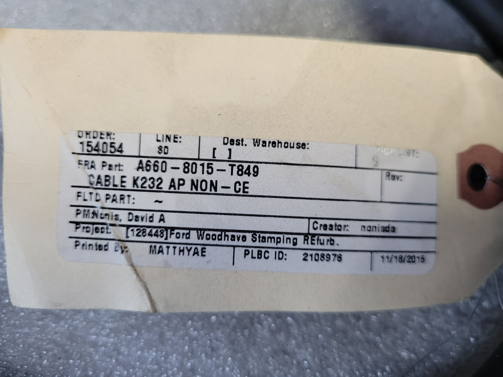 FANUC A660-8015-T849 K232 Wire Feeder Control Cable NON-CE NEW 1