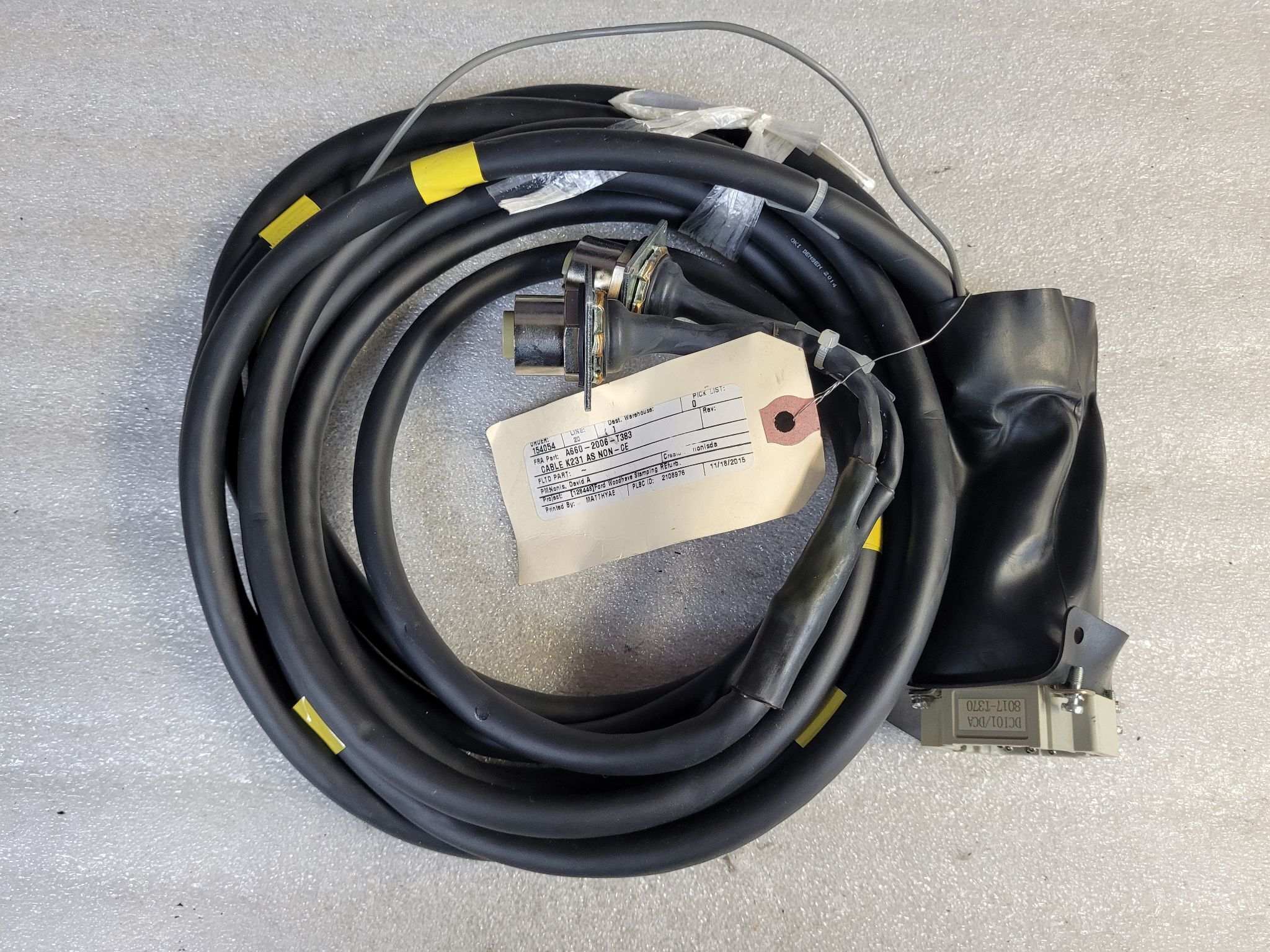FANUC A660-8017-T370 K681 Wire Feeder Control Cable DCI01/DCA NEW 0