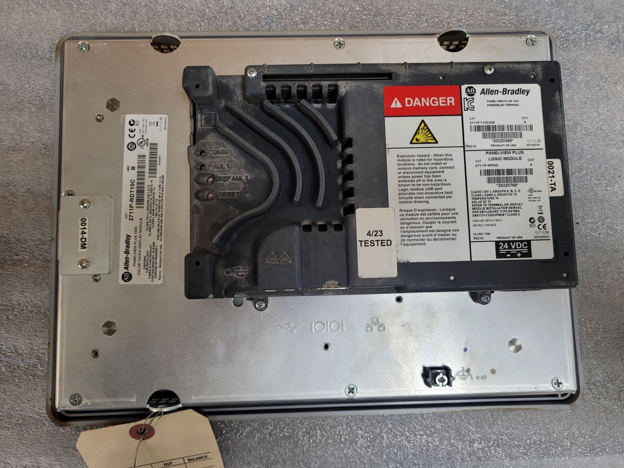 ALLEN BRADLEY PanelView Plus 1000 W/ 2711P-RP8D Logic Module USED 1