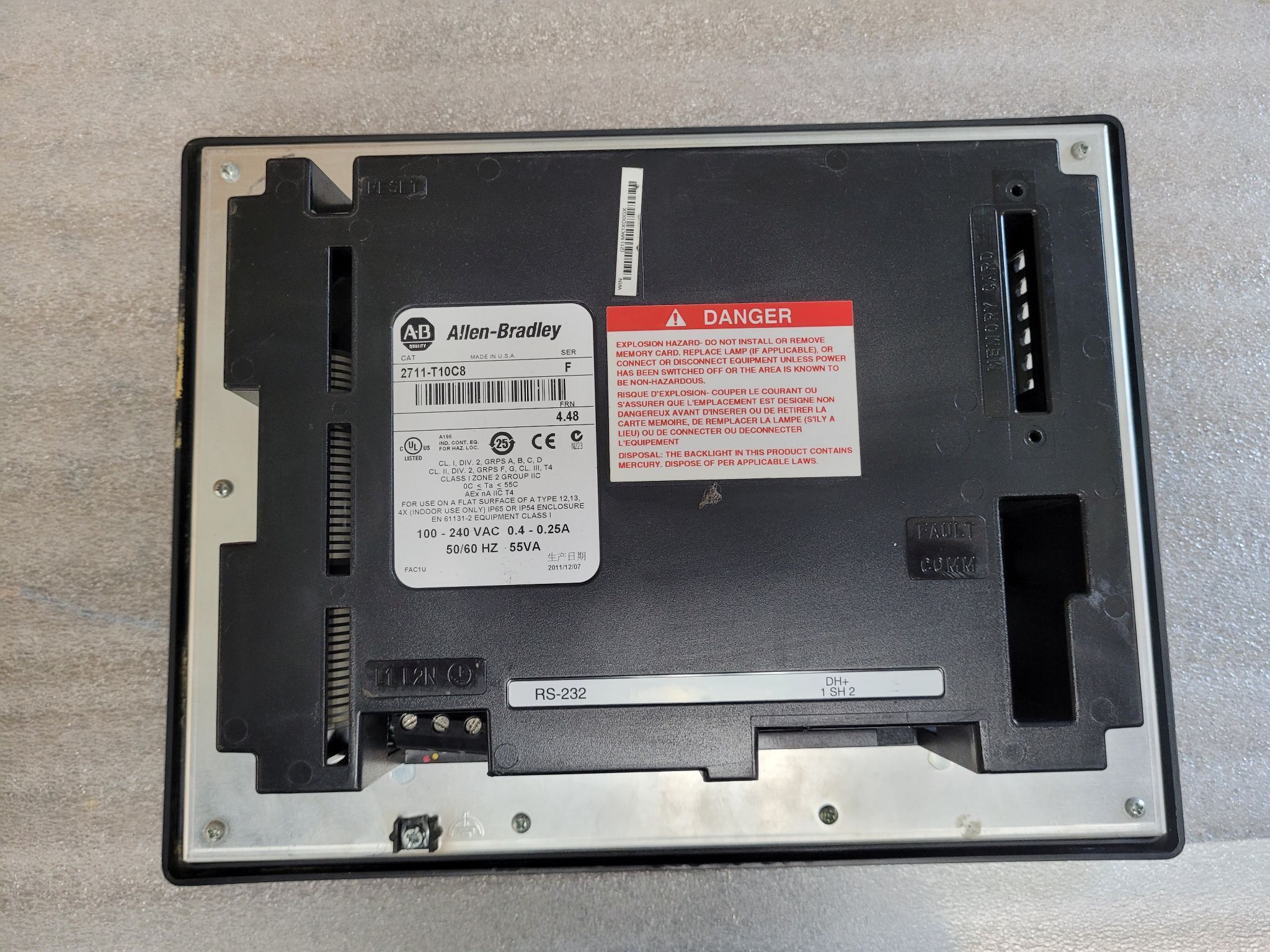 ALLEN BRADLEY PanelView 1000 HMI Operator Panel 2711-T10C8 USED 1