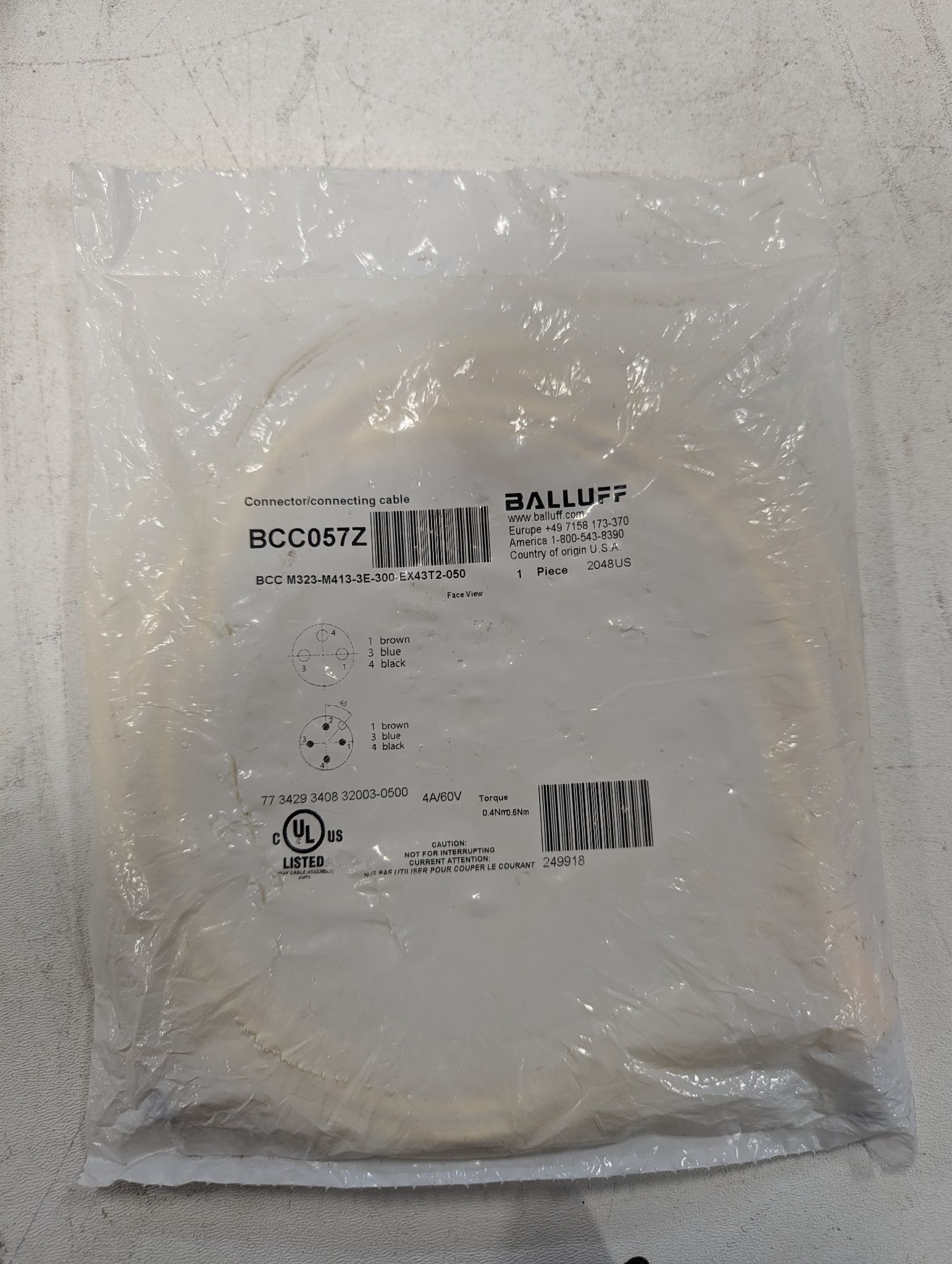 BALLUFF CABLE BCC M323-M413-3E-300-EX43T2-050 NEW 0