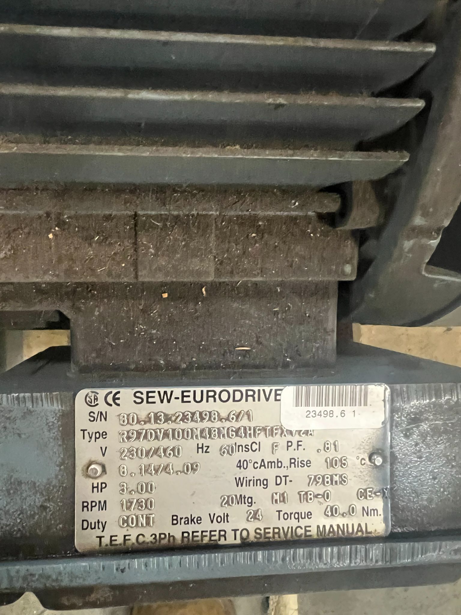 SEW EURODRIVE R97DV100M48MG4HFTFXV2A MOTORS USED 1