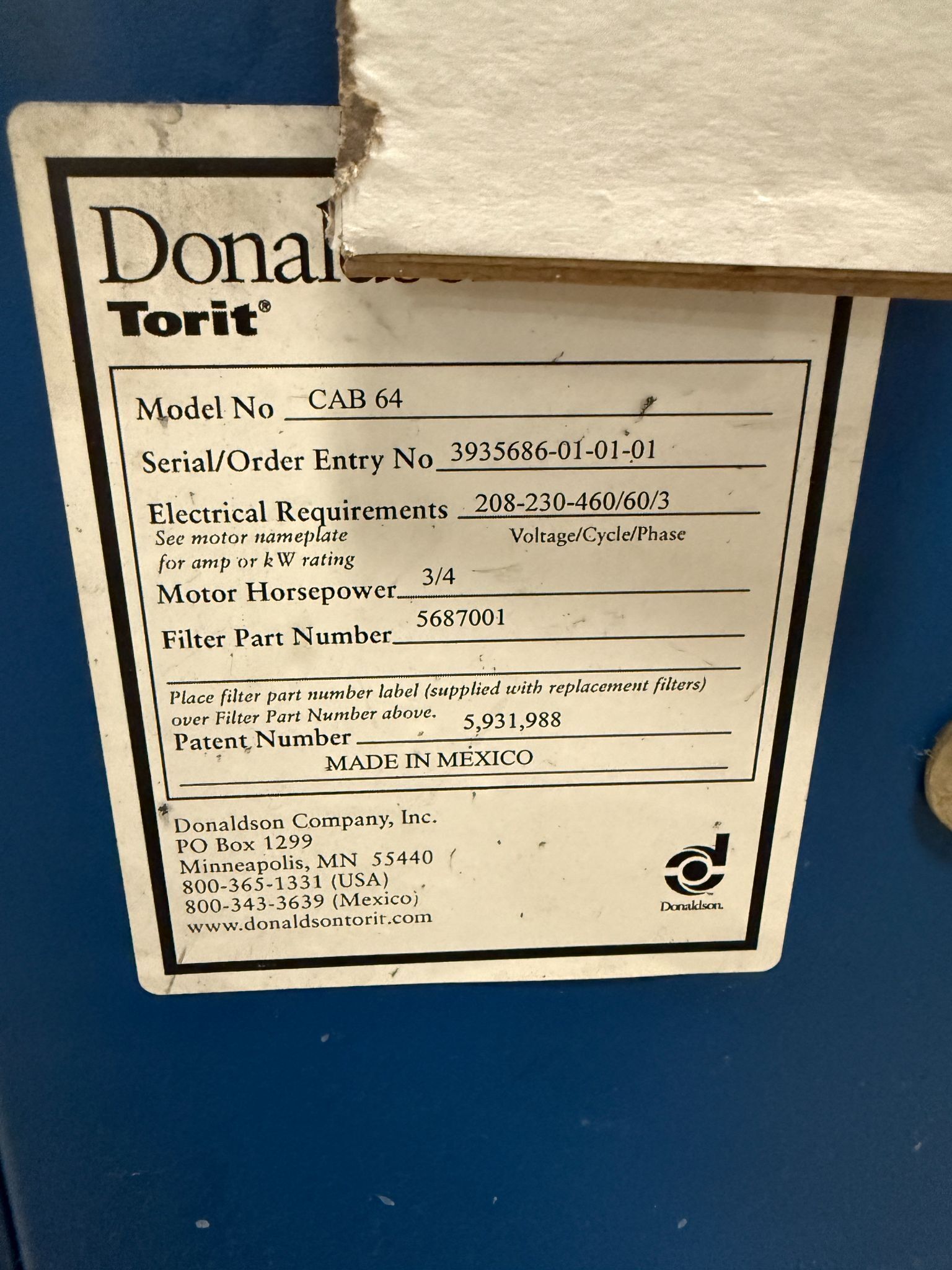 DONALDSON TORIT CAB64 DUST COLLECTOR WITH DRYFLO USED 4