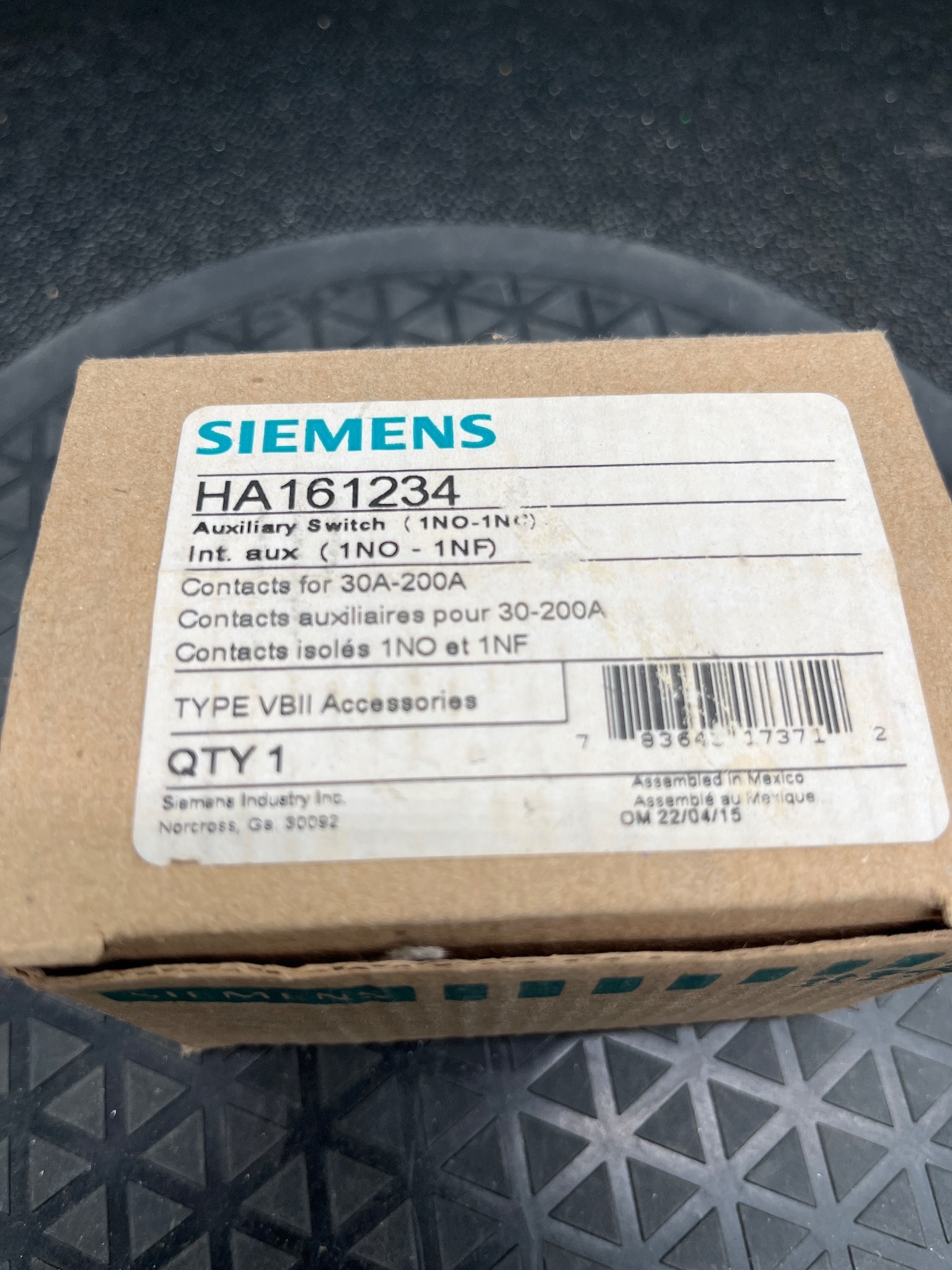SIEMENS HA161234 Auxiliary Contact Kit 1NO-1NC 600V NEW 4