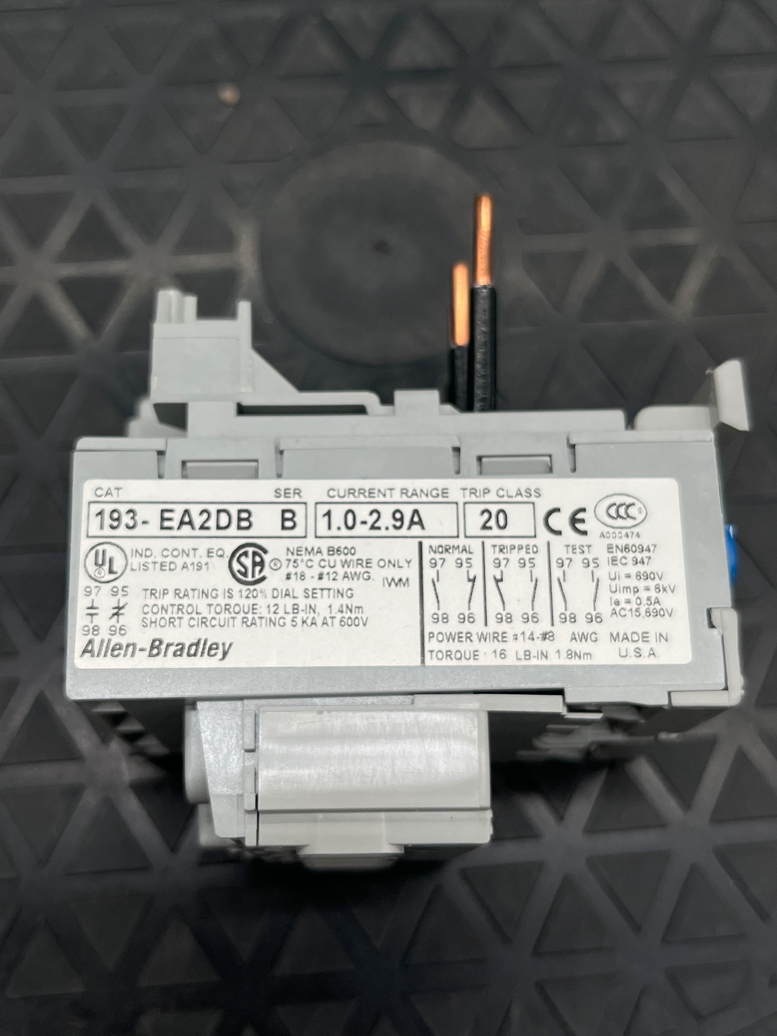 ALLEN BRADLEY 193-EA2DB Overload Relay NEW 3
