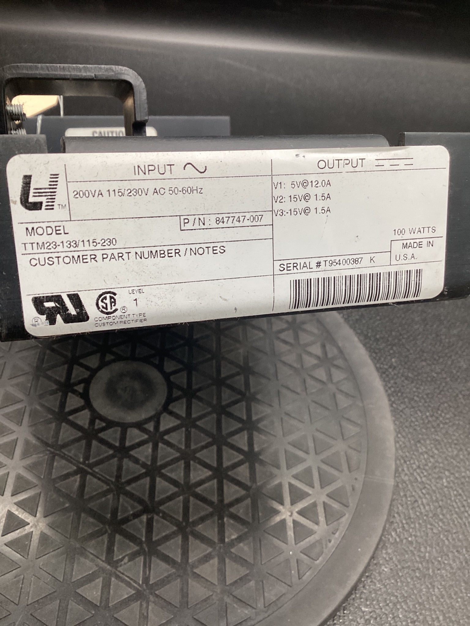 LH RESEARCH 847747-007 Regulated Power Supply TTM23-133/115-230 USED 4