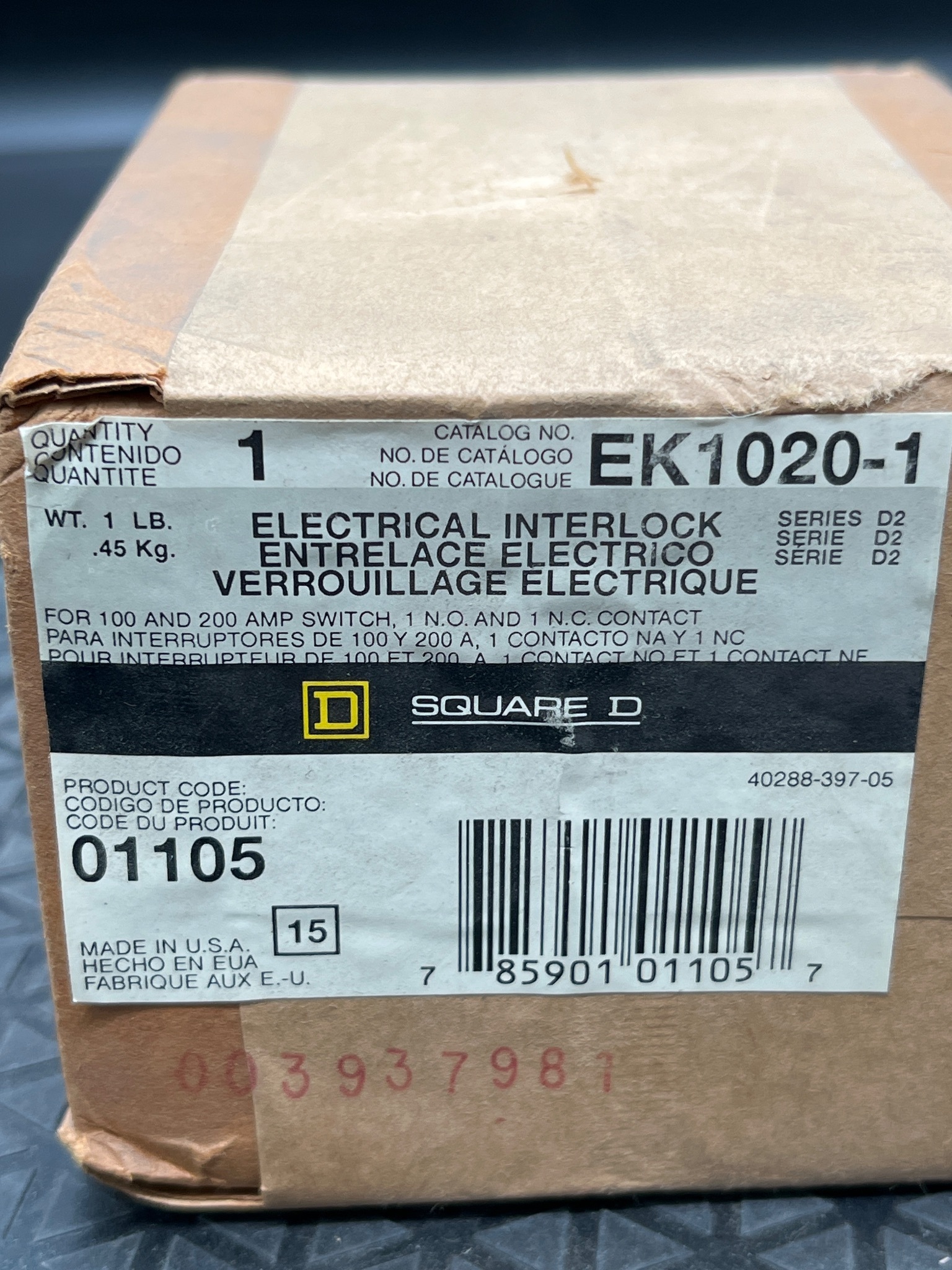 SQUARE D EK1020-1 Electrical Interlock Safety Switch Kit NEW 4