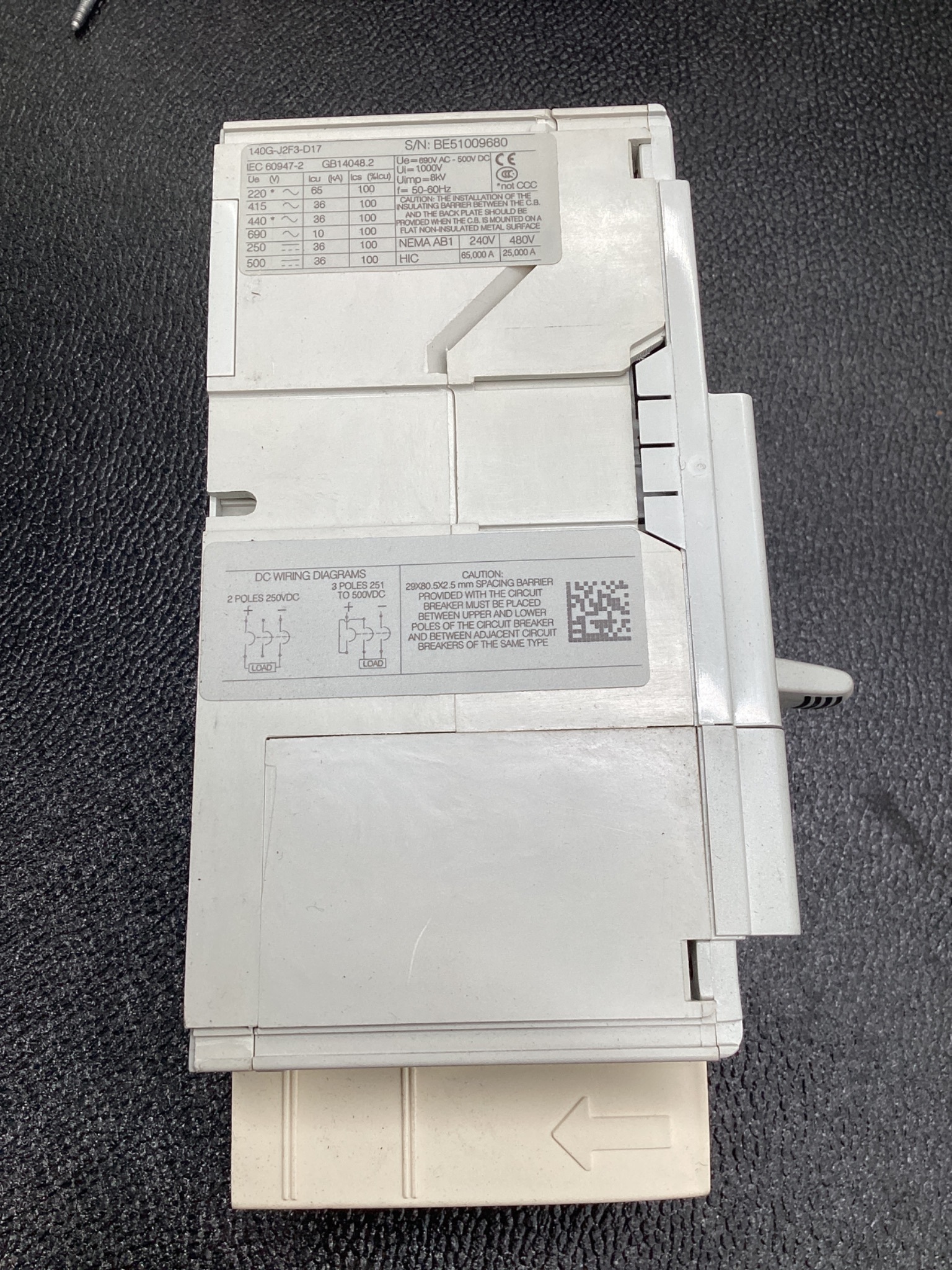 ALLEN BRADLEY 140G-J2F3-D17 Molded Case Circuit Breaker USED 3