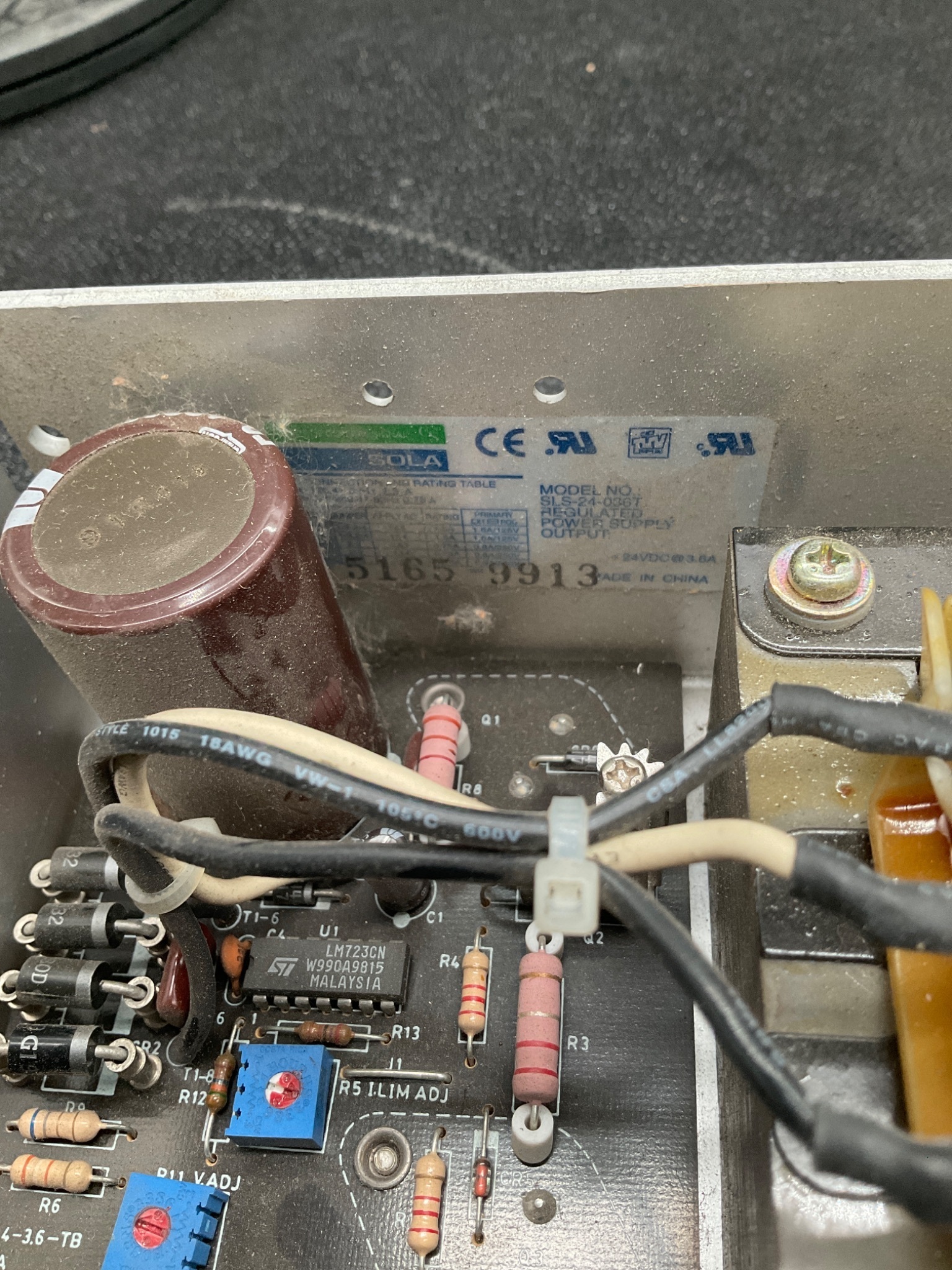 SOLA SLS-24-036T Regulated Power Supply 24VDC 3.6A USED 2