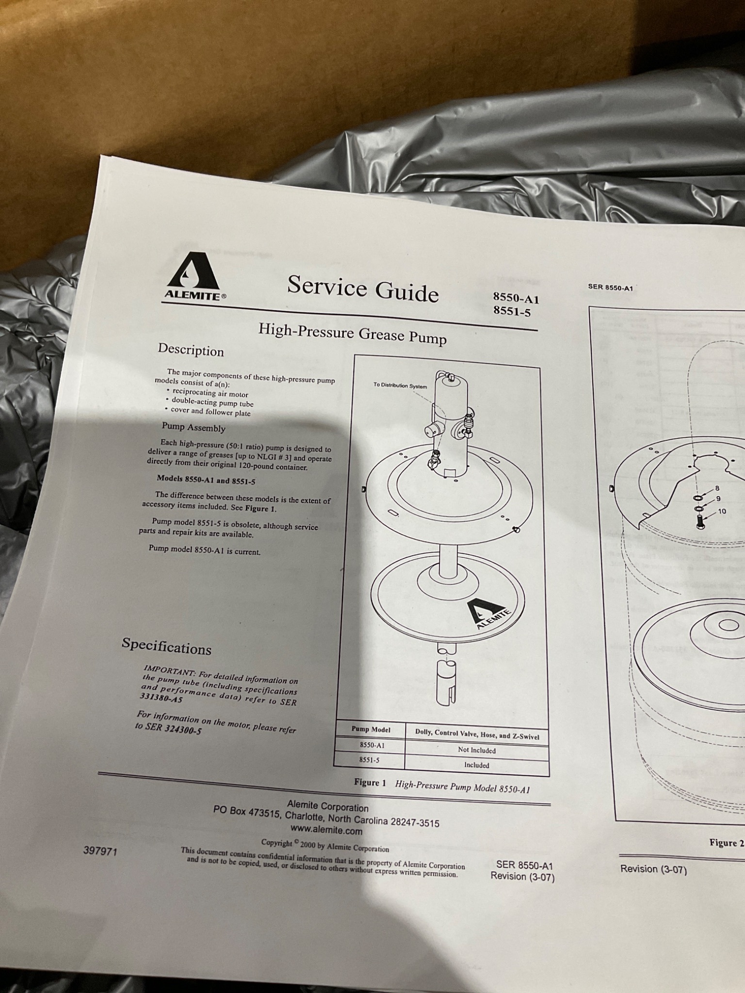 ALEMITE 8550-A1 50:1 Ratio Grease Pump NEW 1