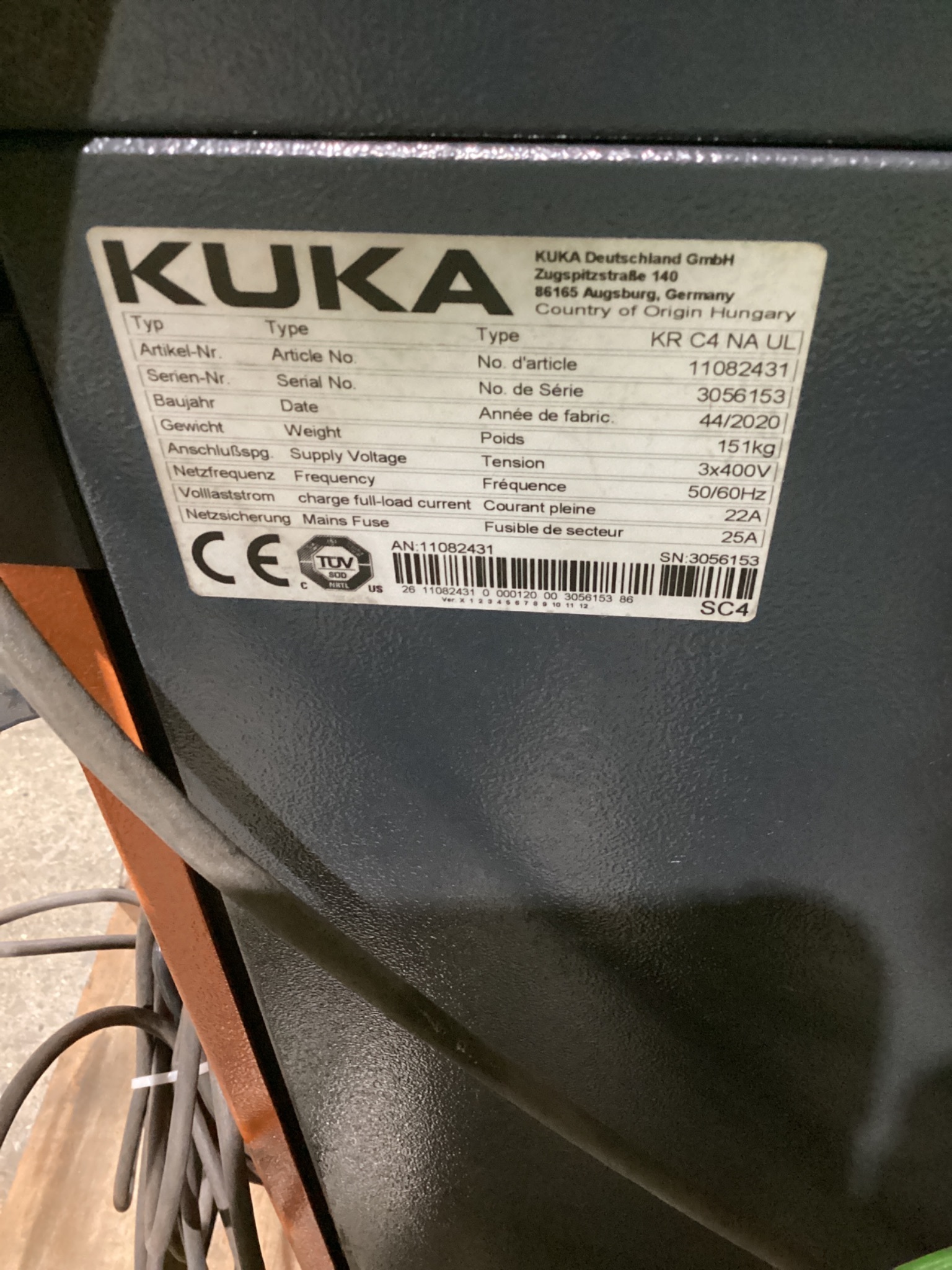 KUKA KR 210 R3100-2/FLR Robot w/ KR C4 NA Controller USED 17